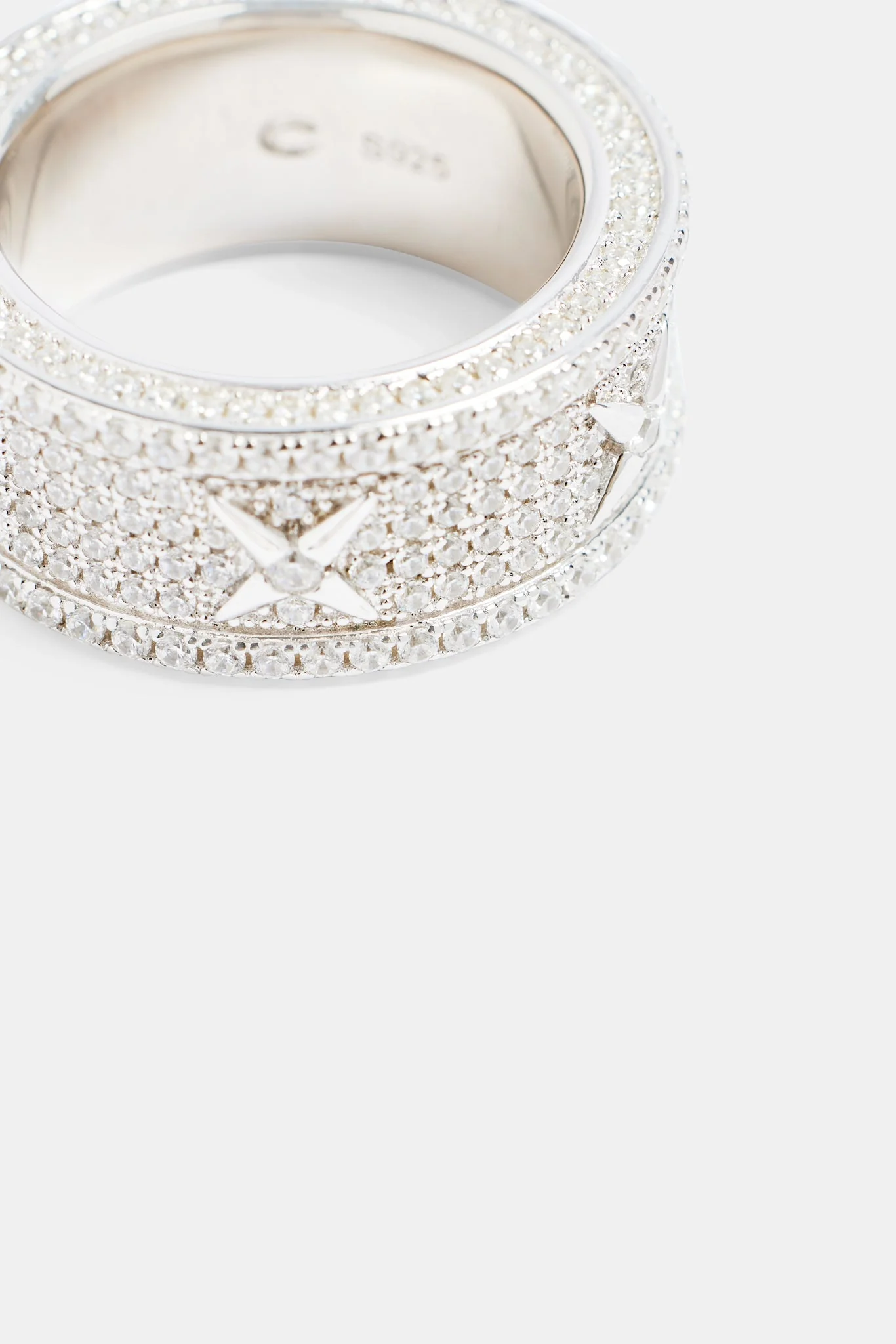 10mm 925 Iced Pave CZ Star Ring - Image 3