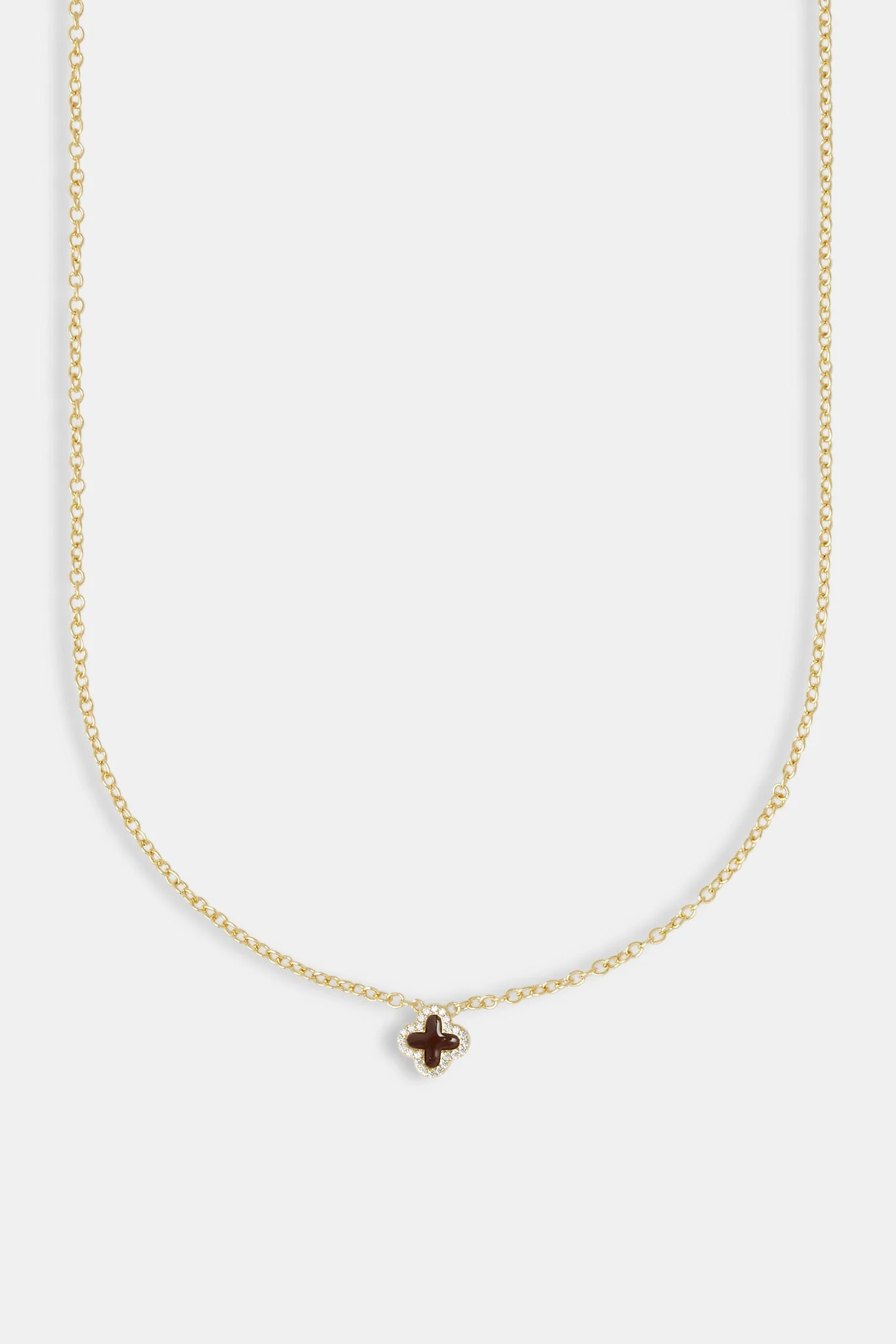 10mm Chocolate Enamel Single Motif Necklace - Gold - Image 2