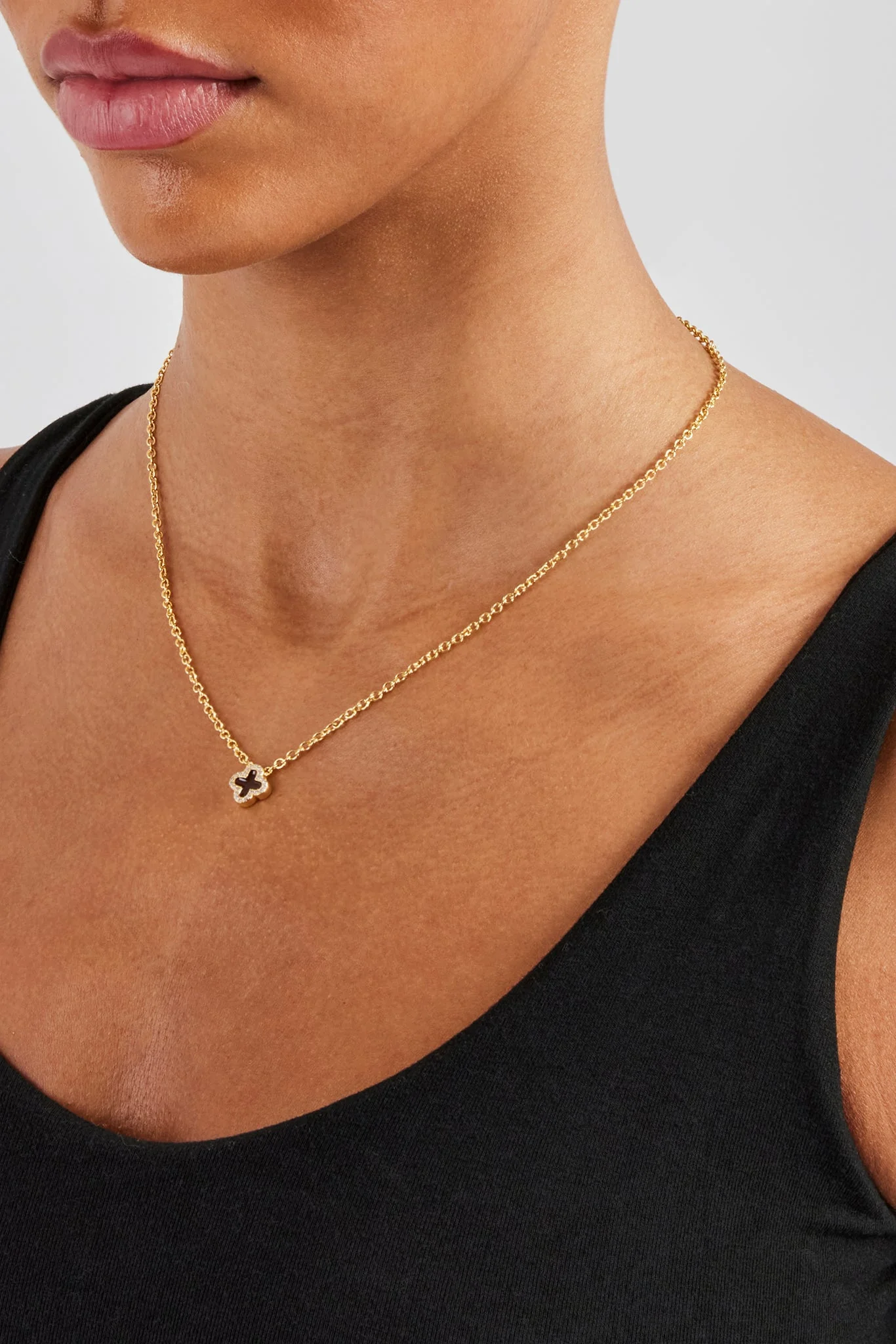 10mm Chocolate Enamel Single Motif Necklace - Gold - Image 3