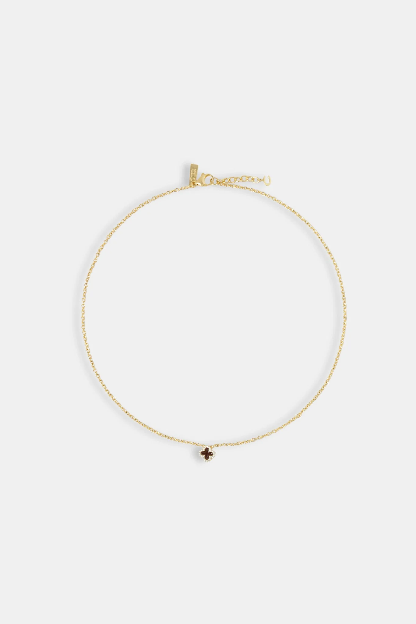10mm Chocolate Enamel Single Motif Necklace - Gold - Image 4