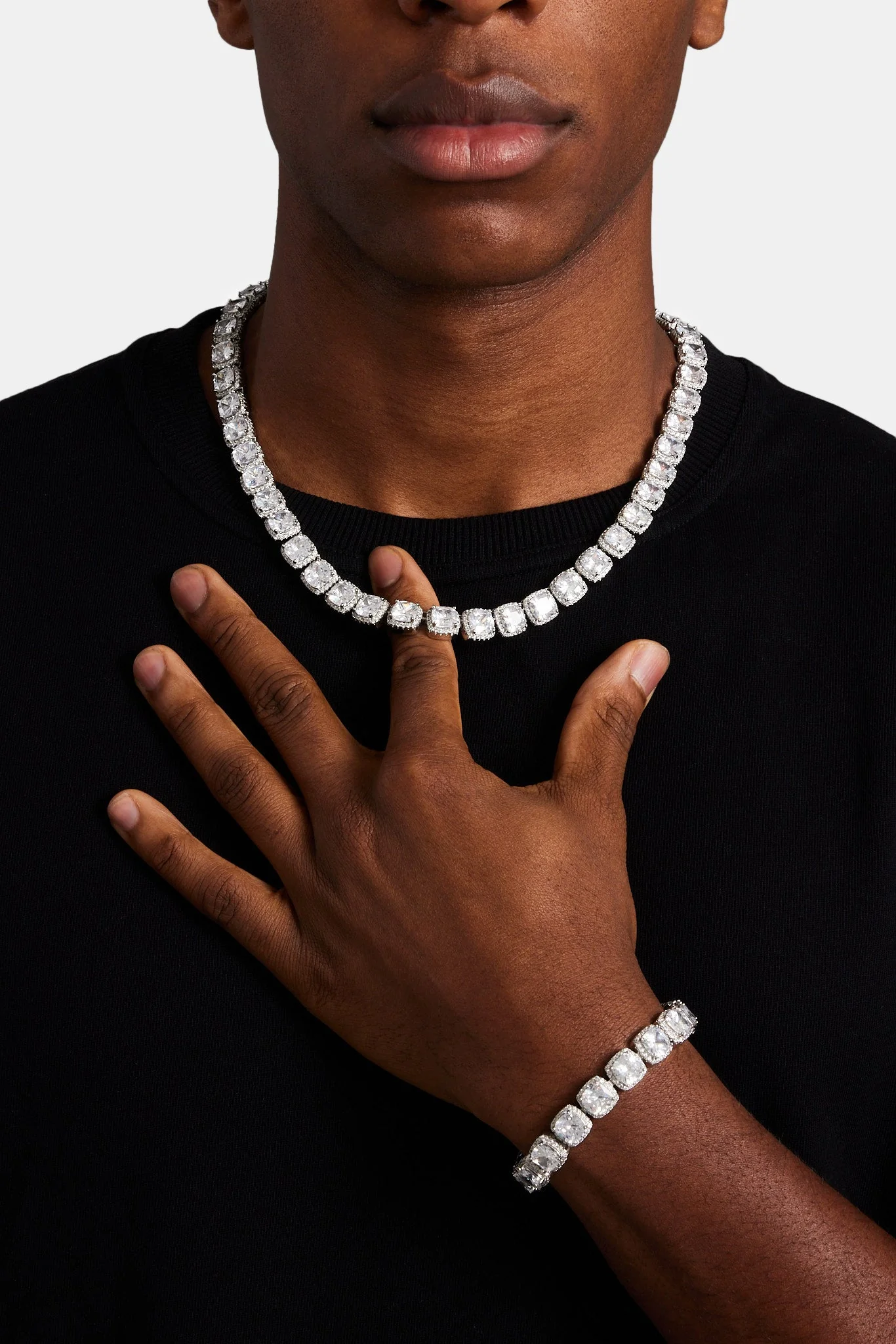 10mm CZ Square Cluster Chain - Image 5