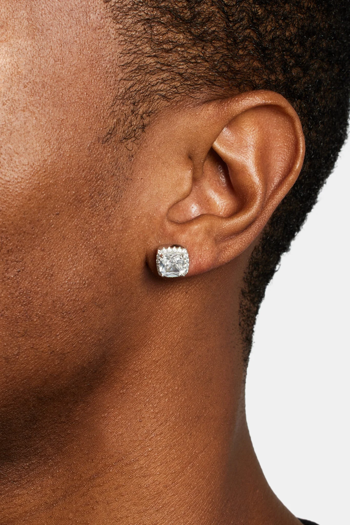 10mm CZ Square Cluster Stud Earrings - Image 2