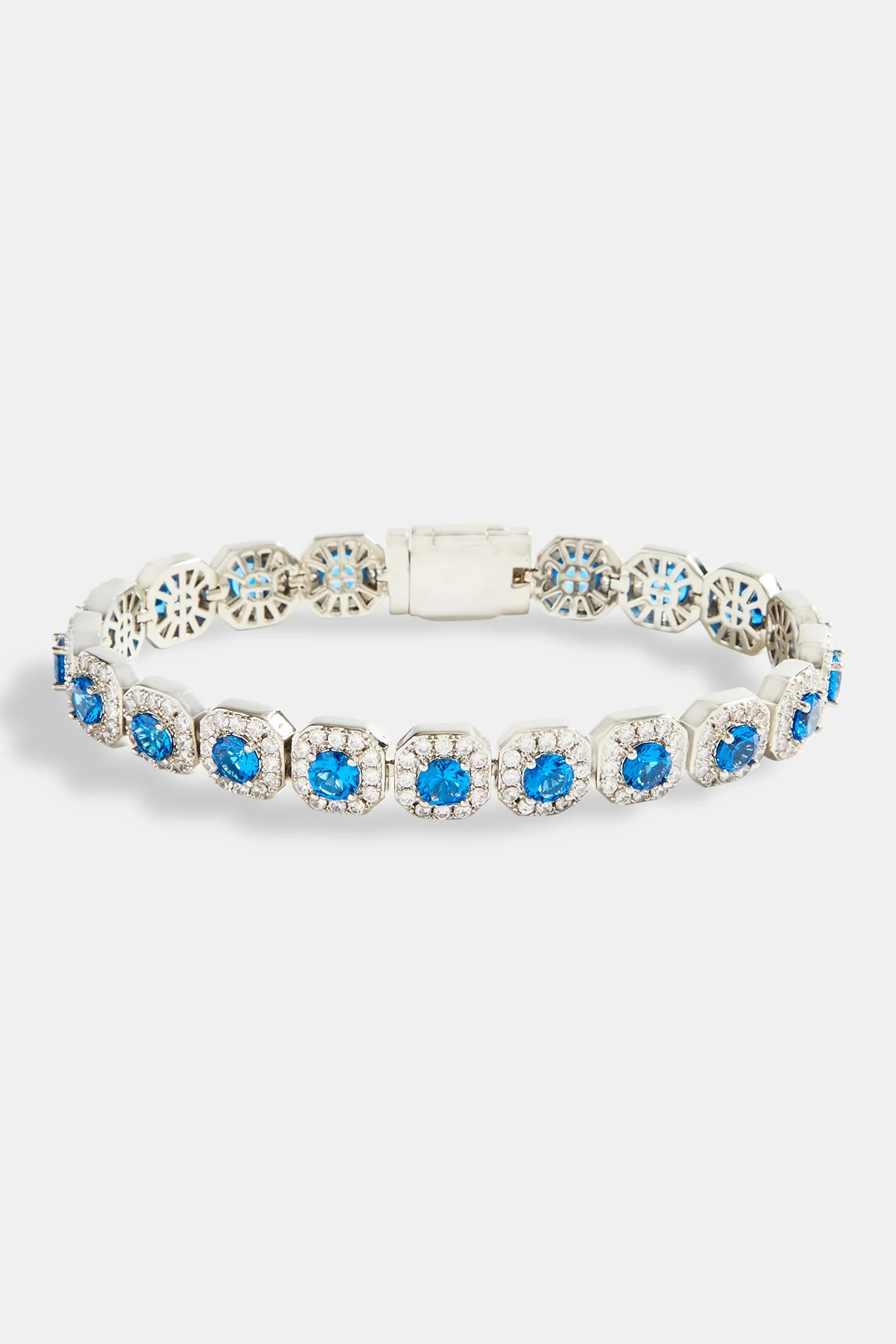 10mm Iced Blue CZ Cluster Bracelet - Image 2