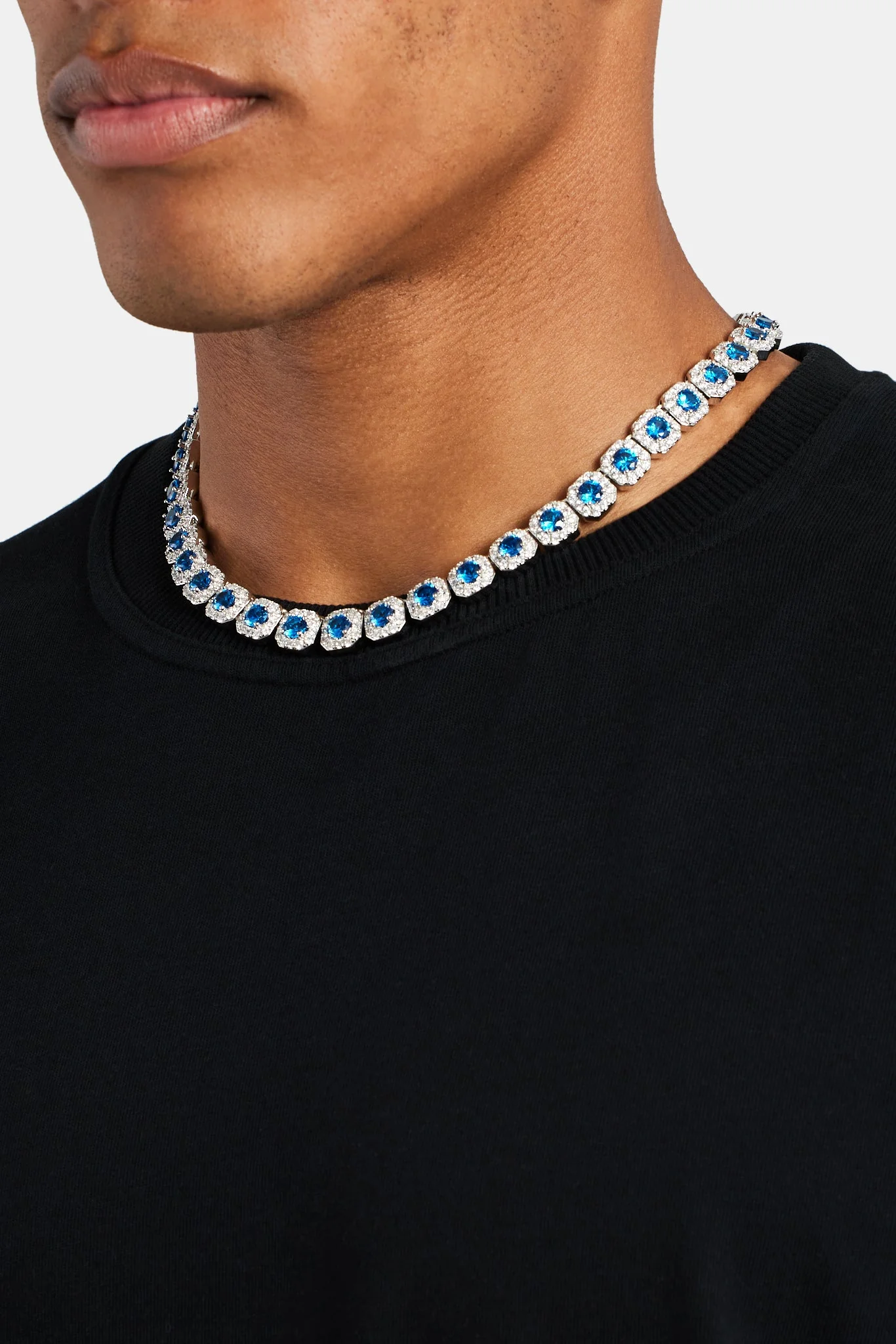 10mm Iced Blue CZ Cluster Chain - Image 5