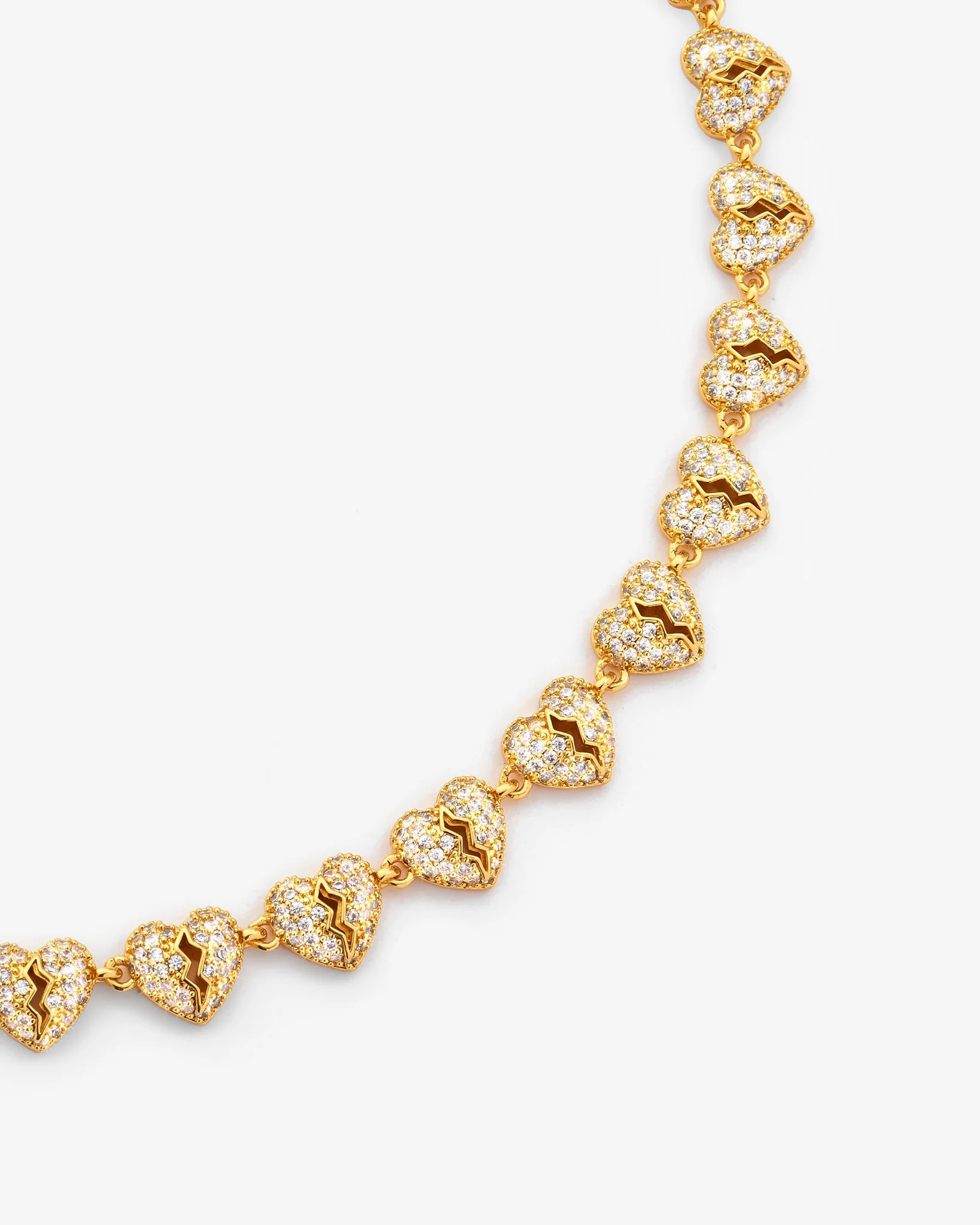 10mm Iced Broken Heart Allway Chain - Gold - Image 2