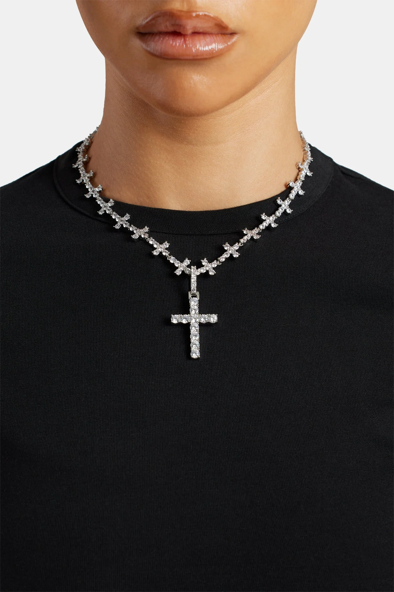 10mm Iced CZ Cross Chain With 35mm Cross Pendant - Image 2