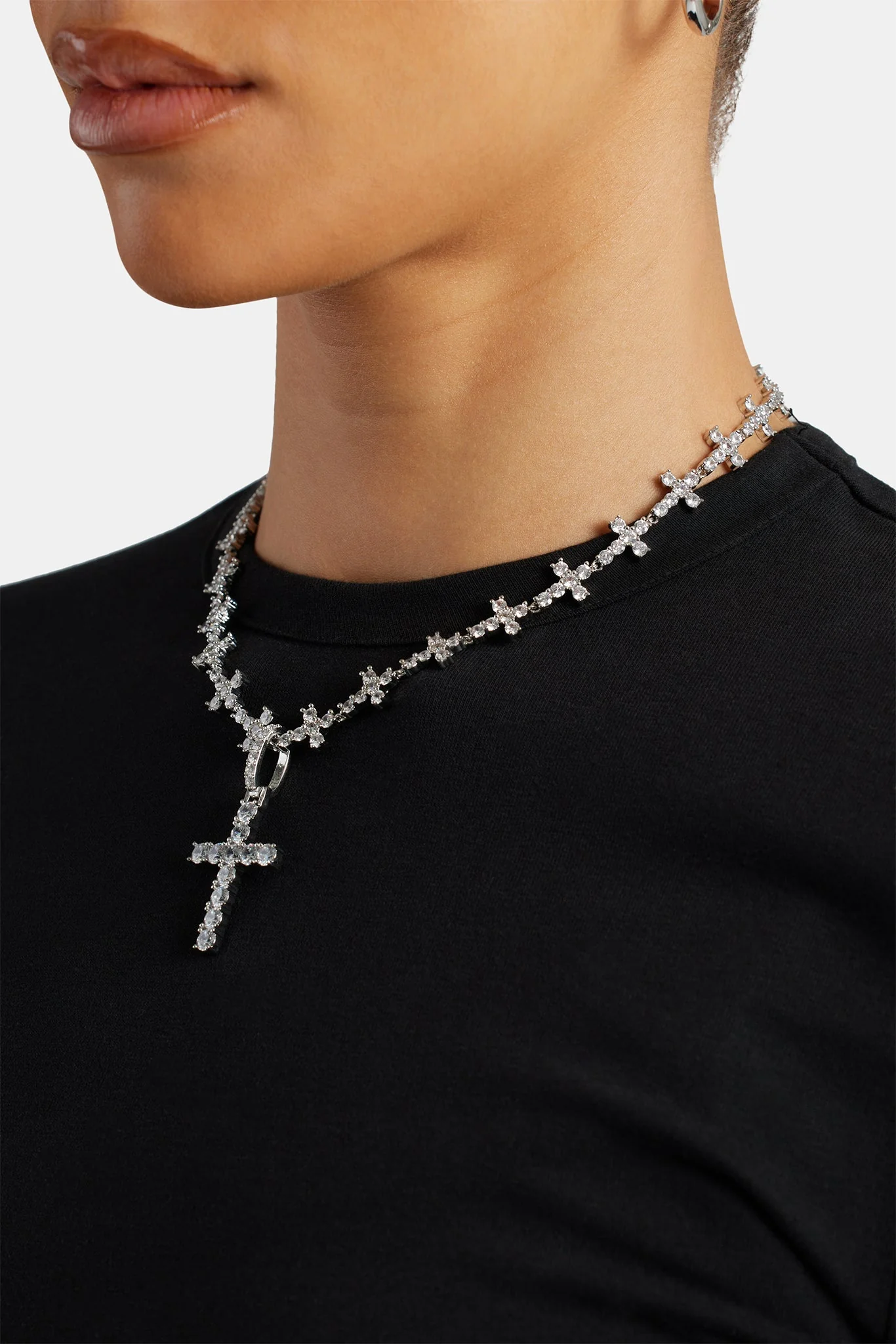 10mm Iced CZ Cross Chain With 35mm Cross Pendant - Image 3