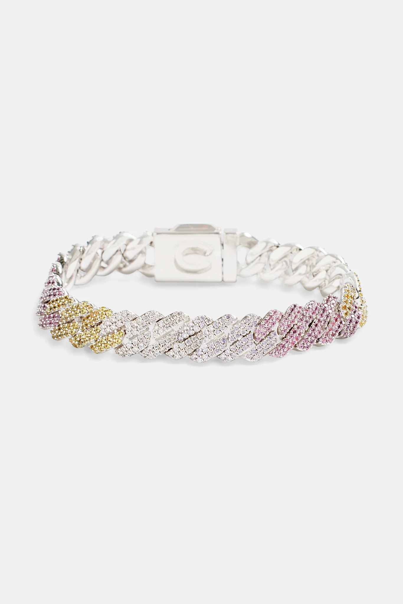 10mm Iced CZ Pastel Ombre Prong Cuban Bracelet