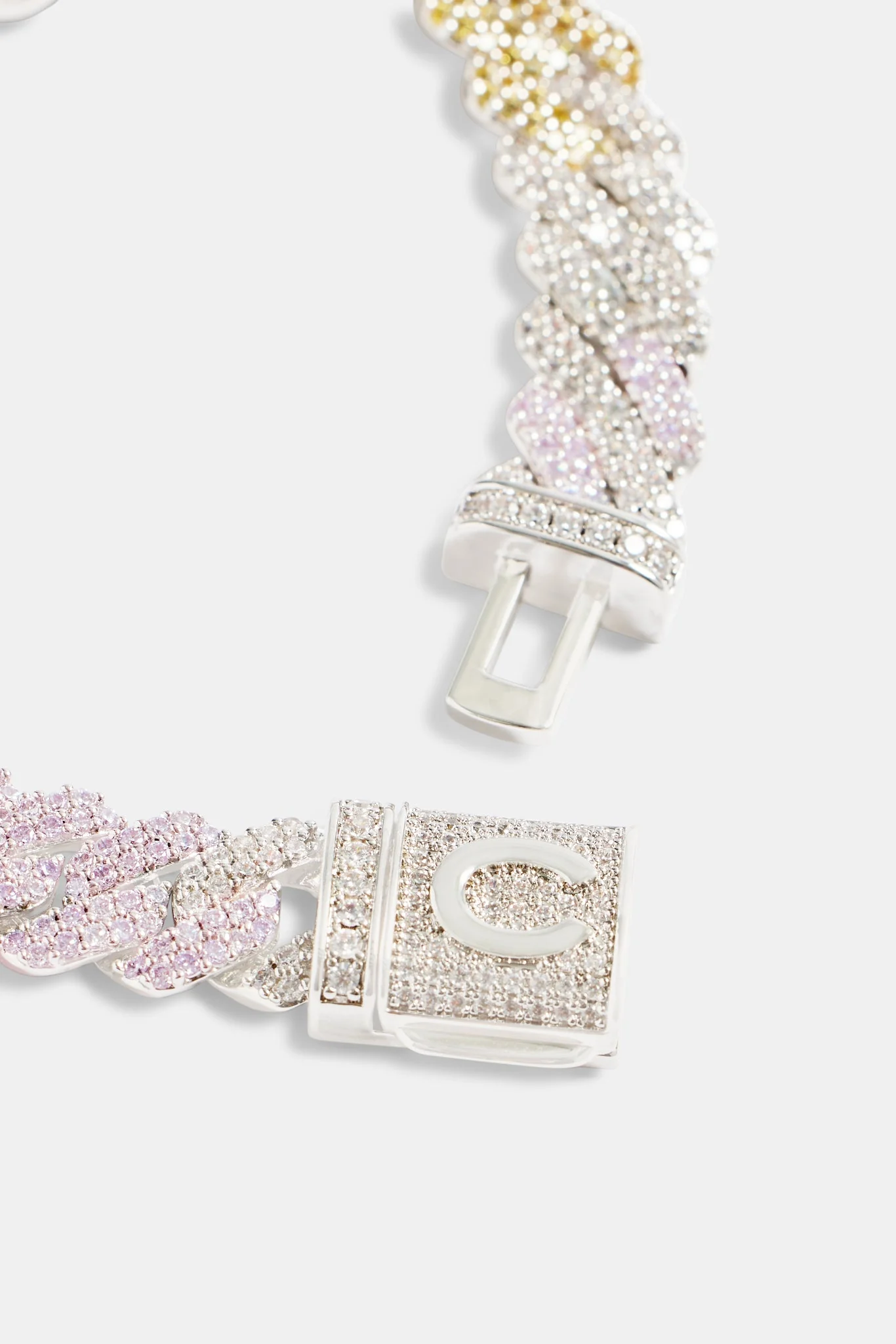 10mm Iced CZ Pastel Ombre Prong Cuban Bracelet - Image 2