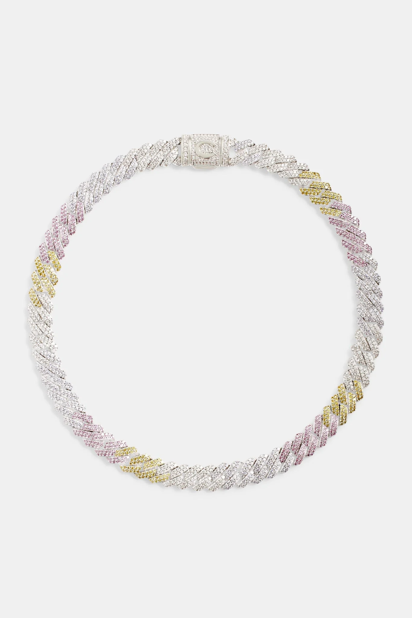 10mm Iced CZ Pastel Ombre Prong Cuban Chain - Image 3