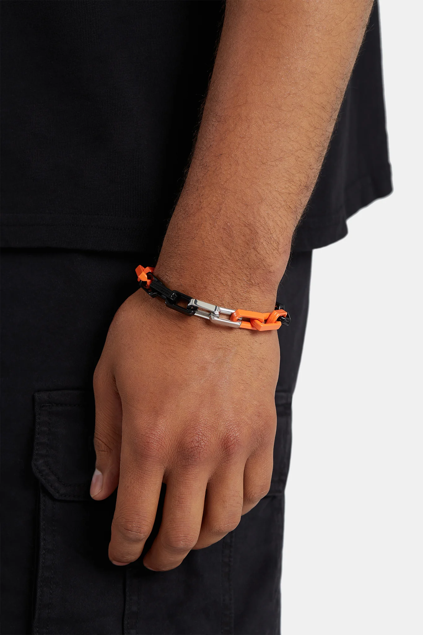 10mm Black & Orange Link Bracelet - Image 2