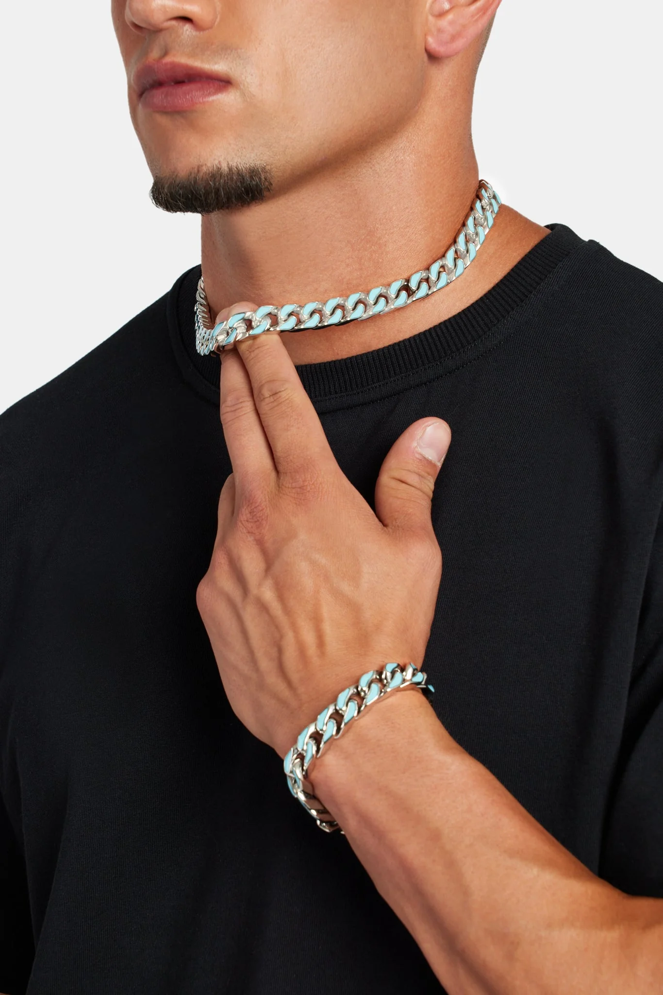 12mm Blue Enamel Cuban Chain - Image 4