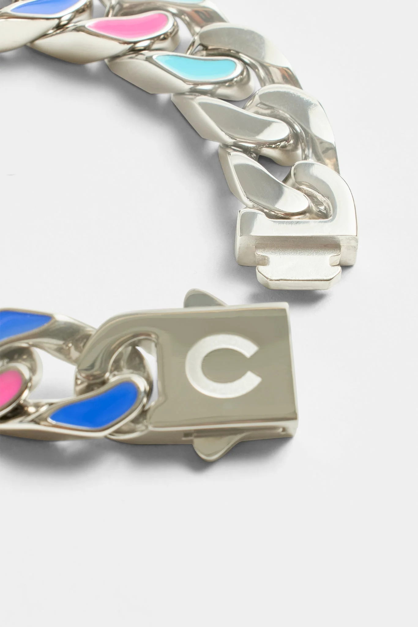 12mm Blue & Red Iced CZ Enamel Mix Cuban Bracelet - Image 3