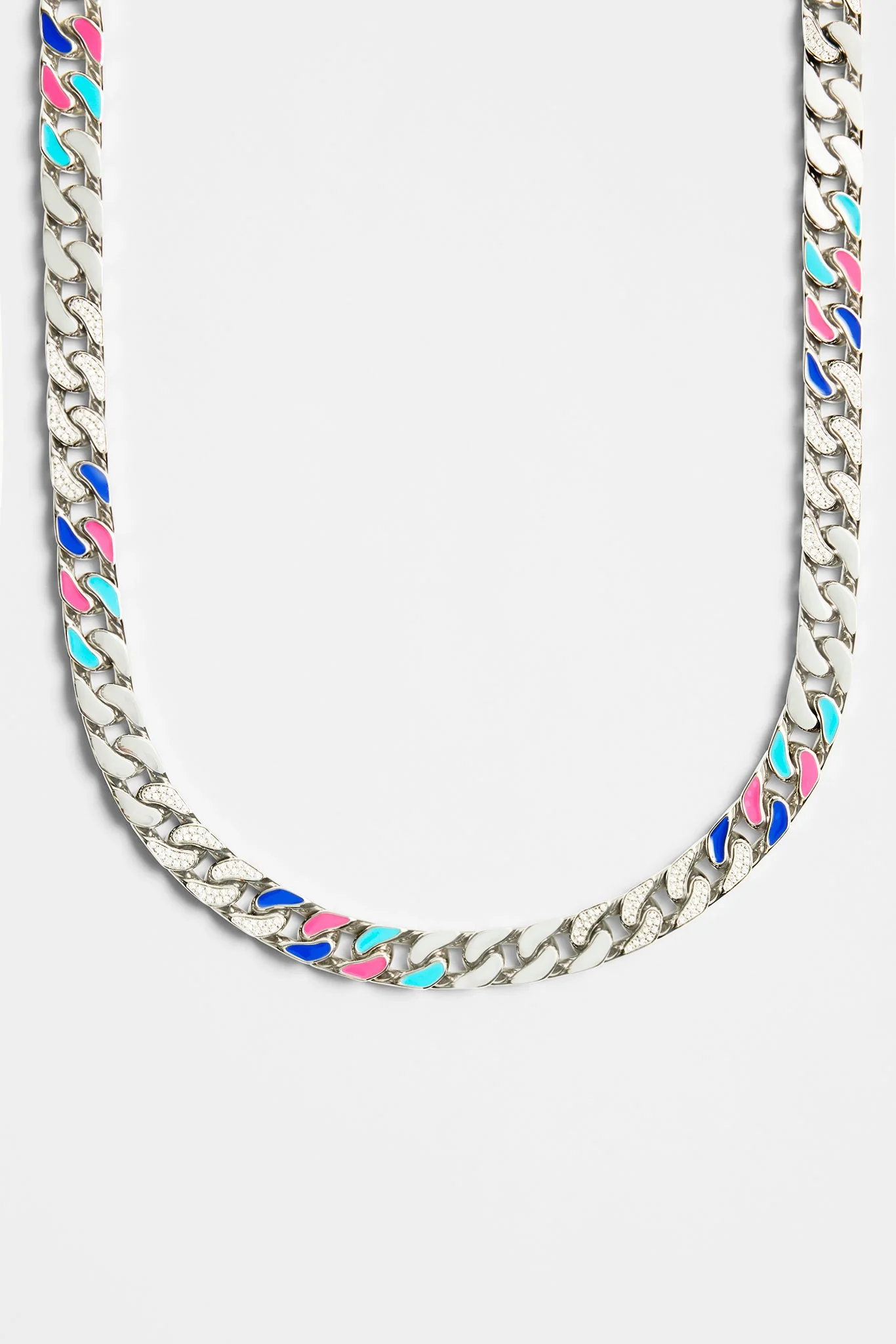 12mm Blue & Red Iced CZ Enamel Mix Cuban Chain - Image 4