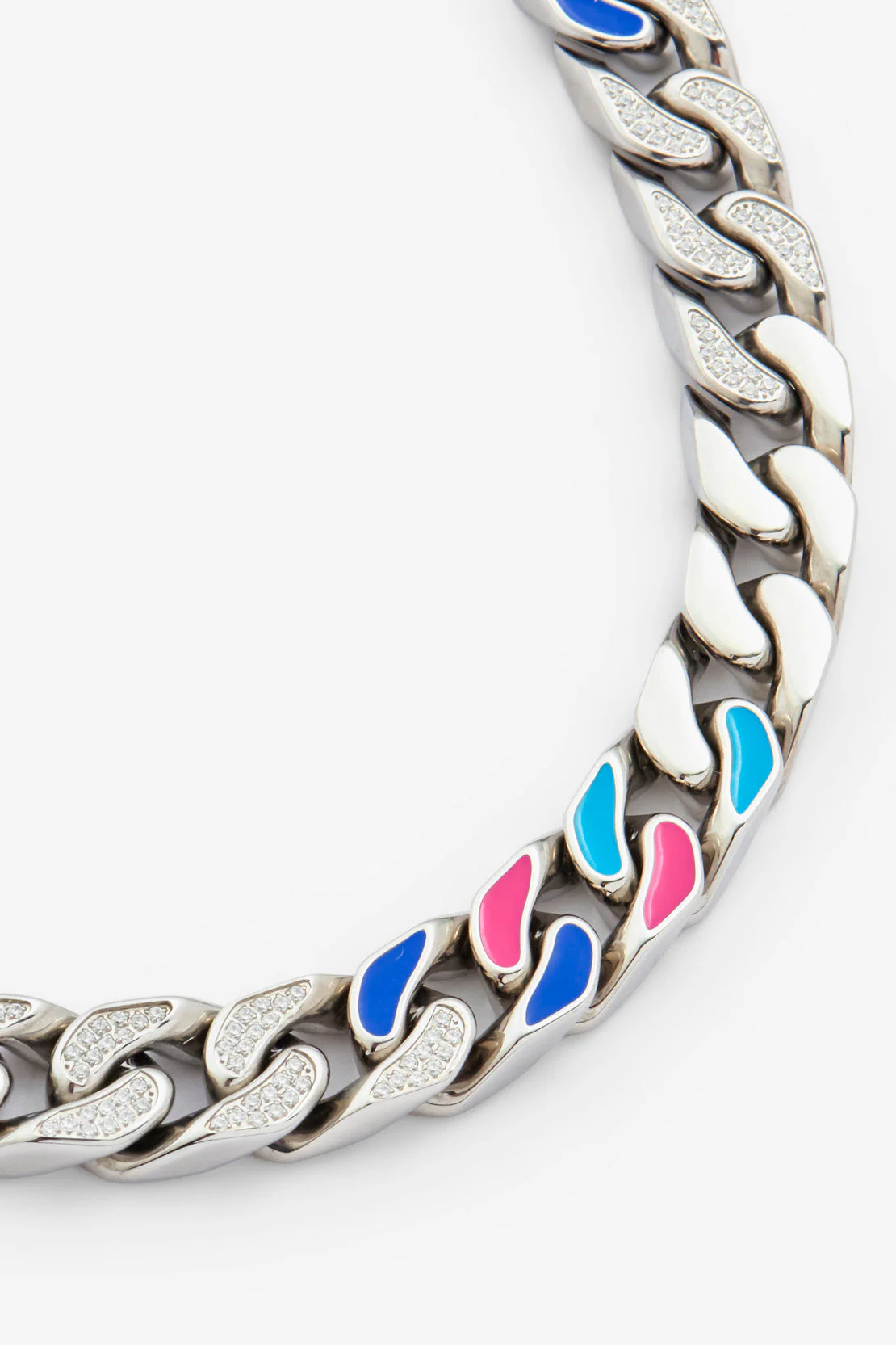 12mm Blue & Red Iced CZ Enamel Mix Cuban Chain - Image 5
