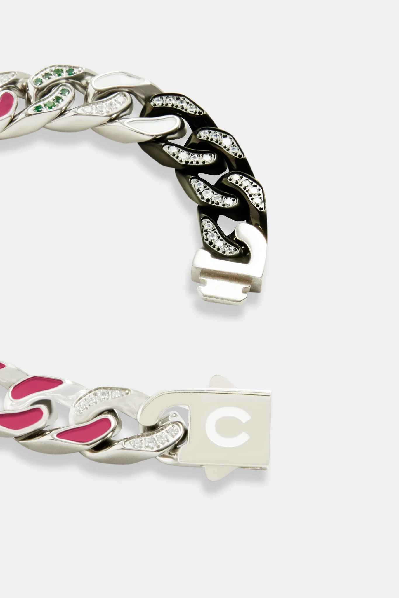 12mm Iced CZ & Colour Enamel Mix Cuban Bracelet - Image 2