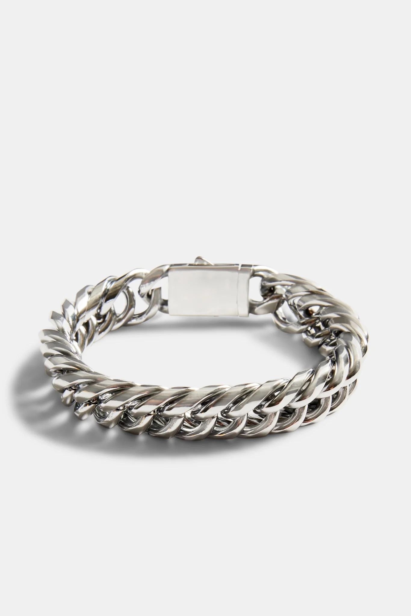13mm Polished Square Cuban Link Bracelet - Stainless Steel - Image 2