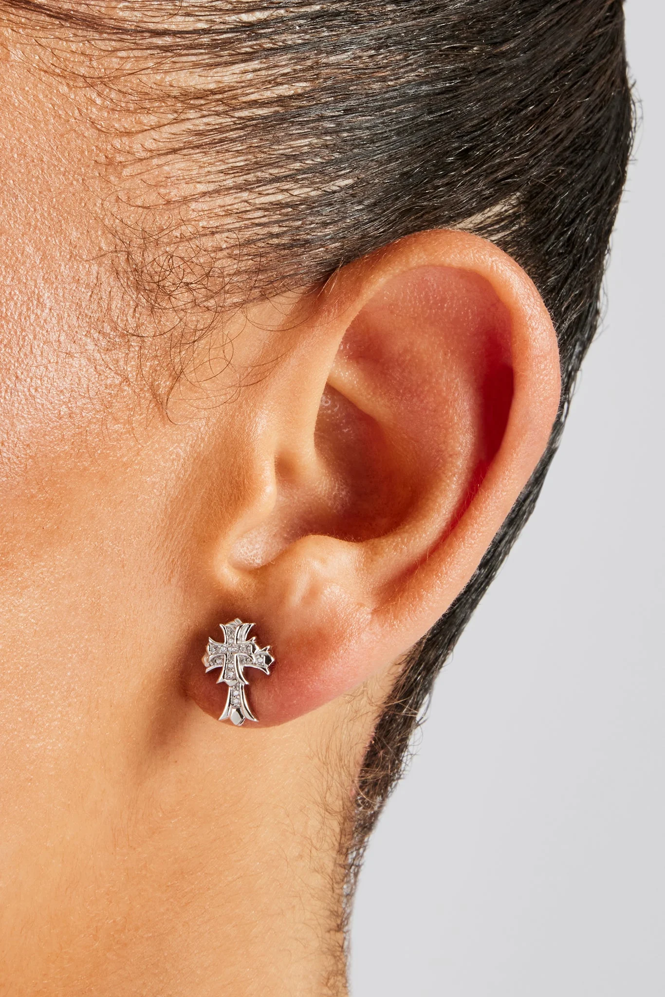 14mm Double Cross Stud Earrings - White - Image 2