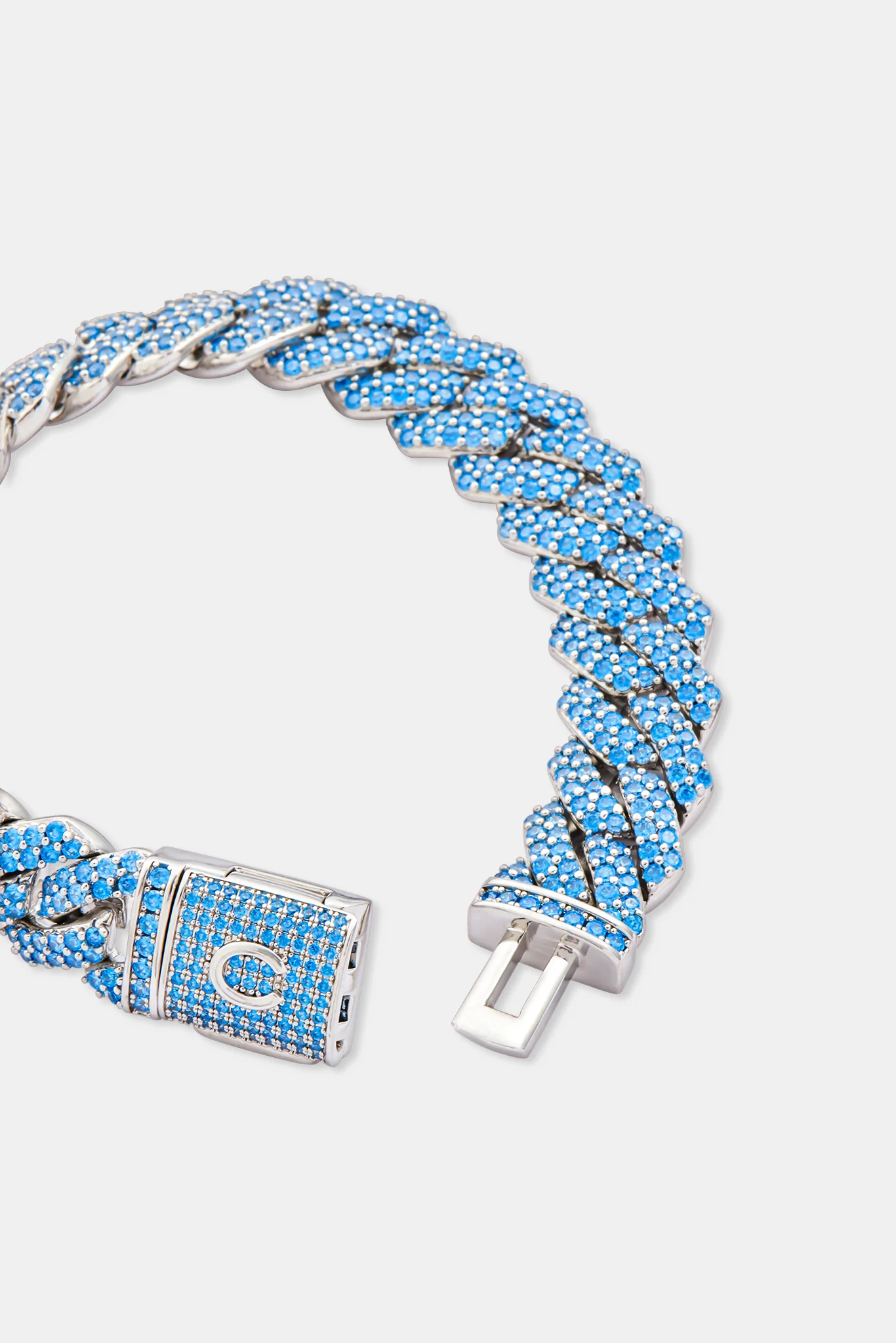 14mm Iced Blue Prong Cuban Bracelet - Image 2
