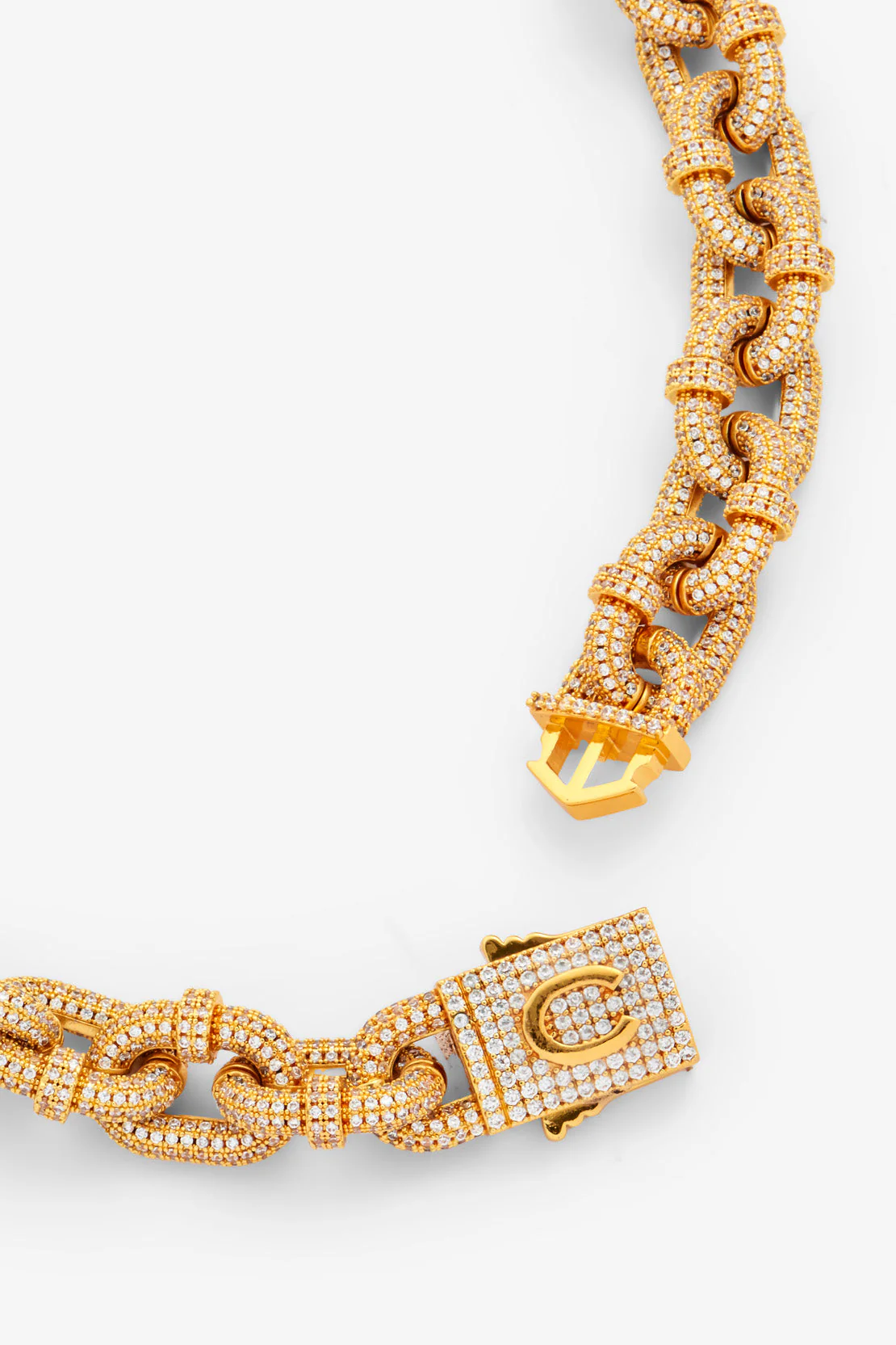 14mm Iced Chunky Link Pave Chain - Gold - Image 4