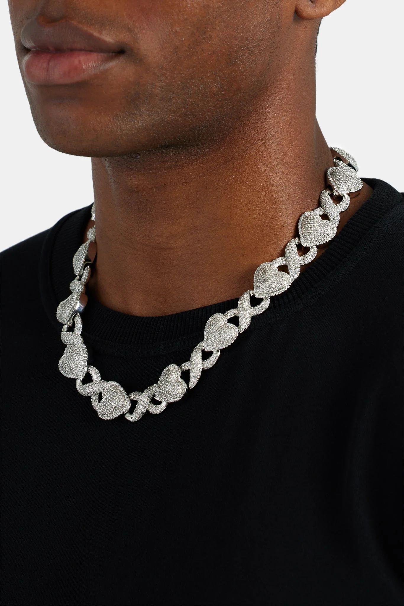 14mm Iced CZ Heart Infinity Chain - Image 3