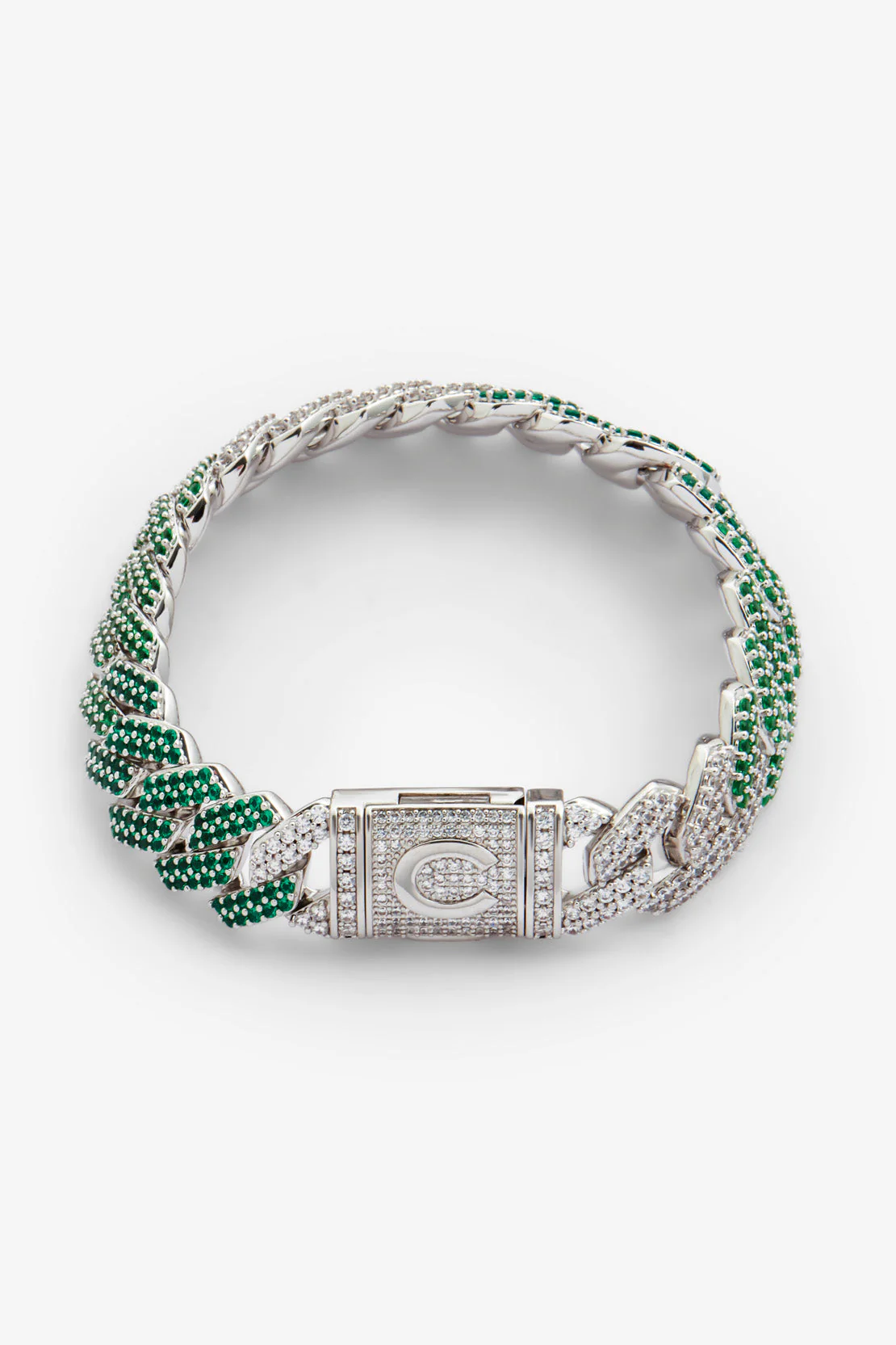 14mm Iced Green Gradient Cuban Bracelet - Image 2