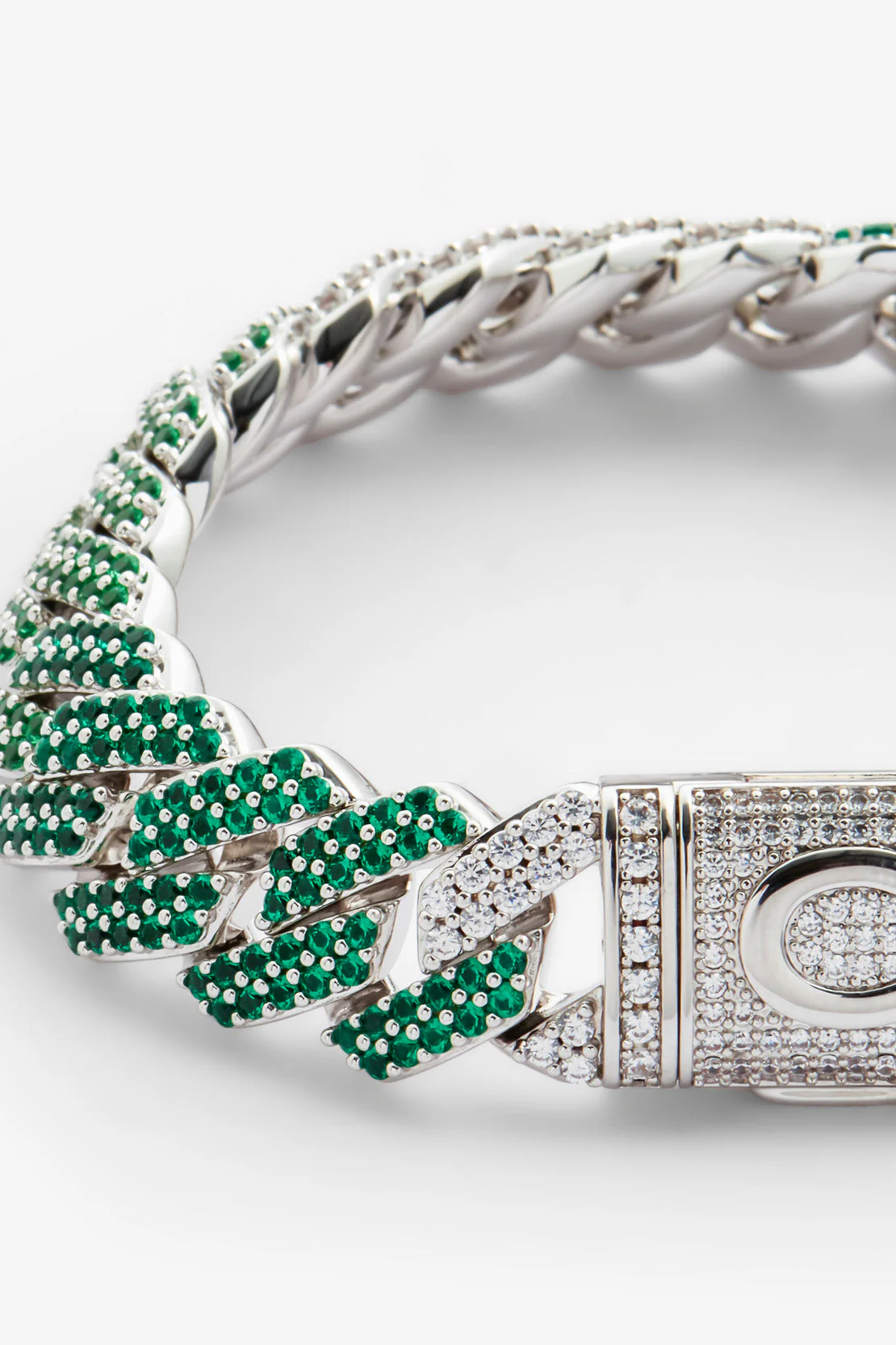14mm Iced Green Gradient Cuban Bracelet - Image 3