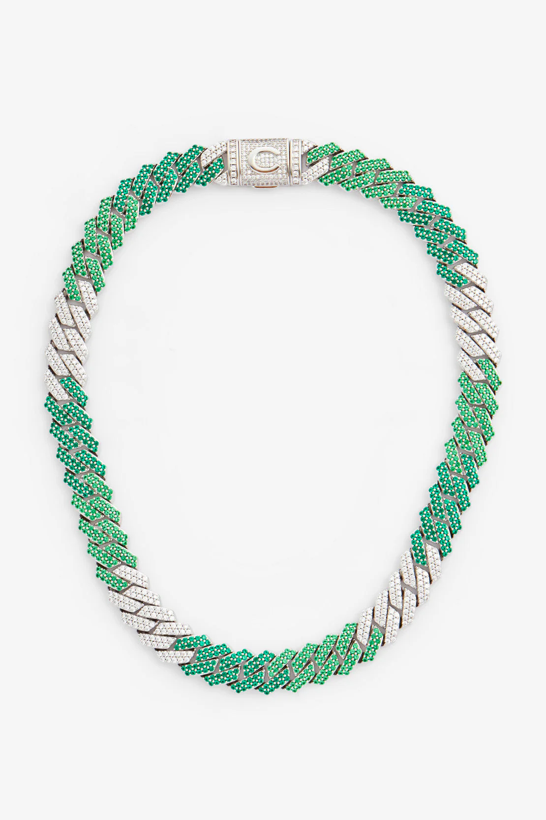 14mm Iced Green Gradient Cuban Chain - Image 2