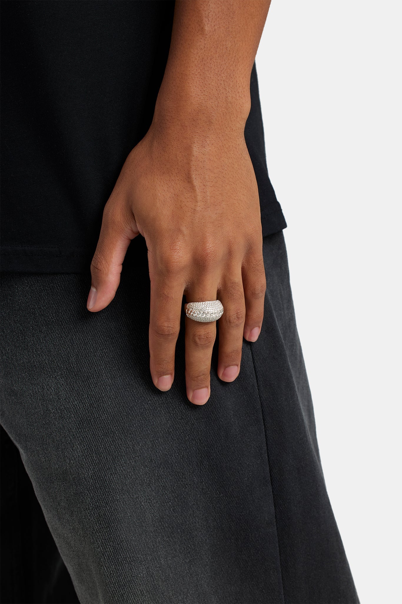 15mm 925 Iced CZ Pave Dome Ring - Image 2
