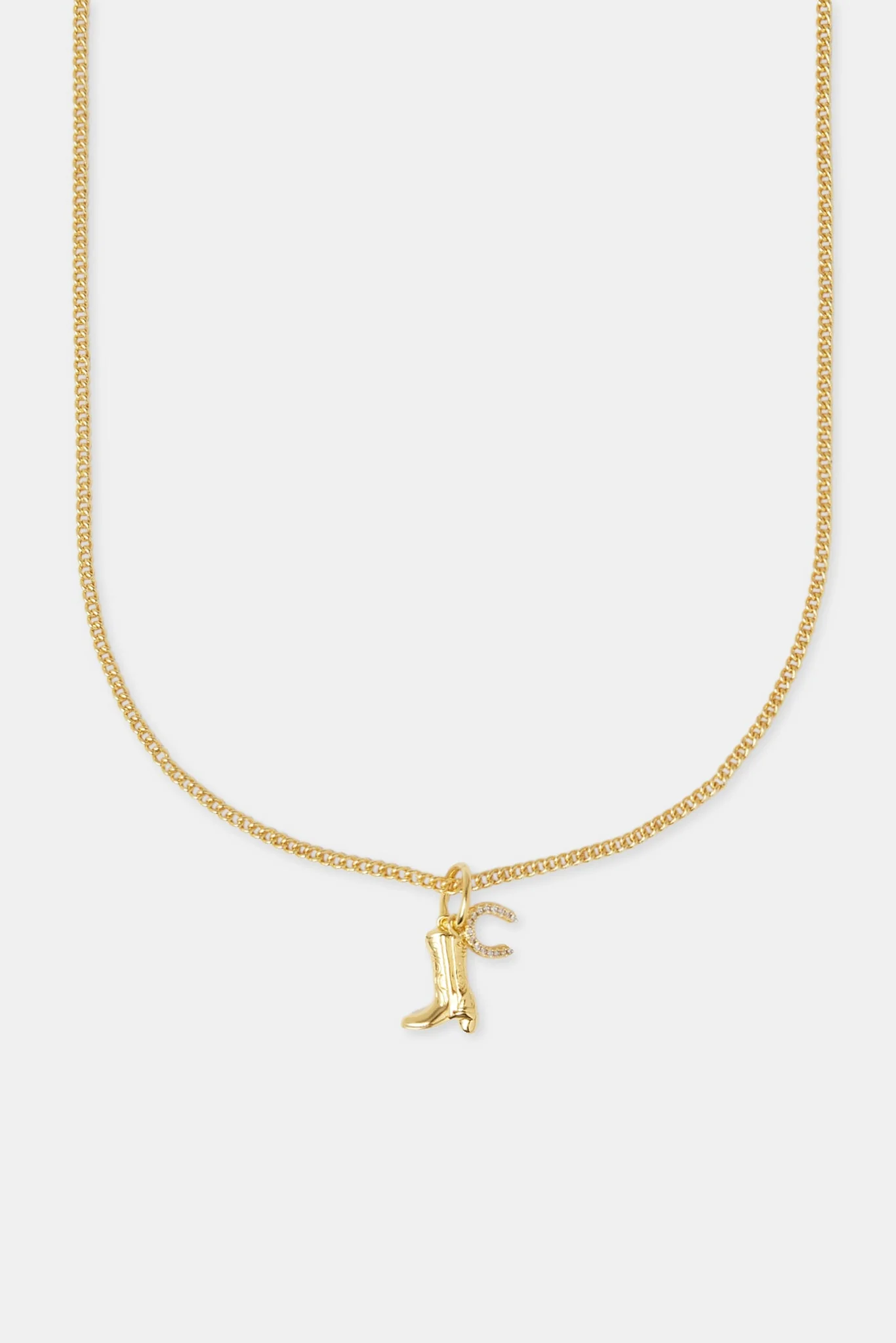 15mm Cowboy Boot and Horseshoe Charm Necklace - Image 2
