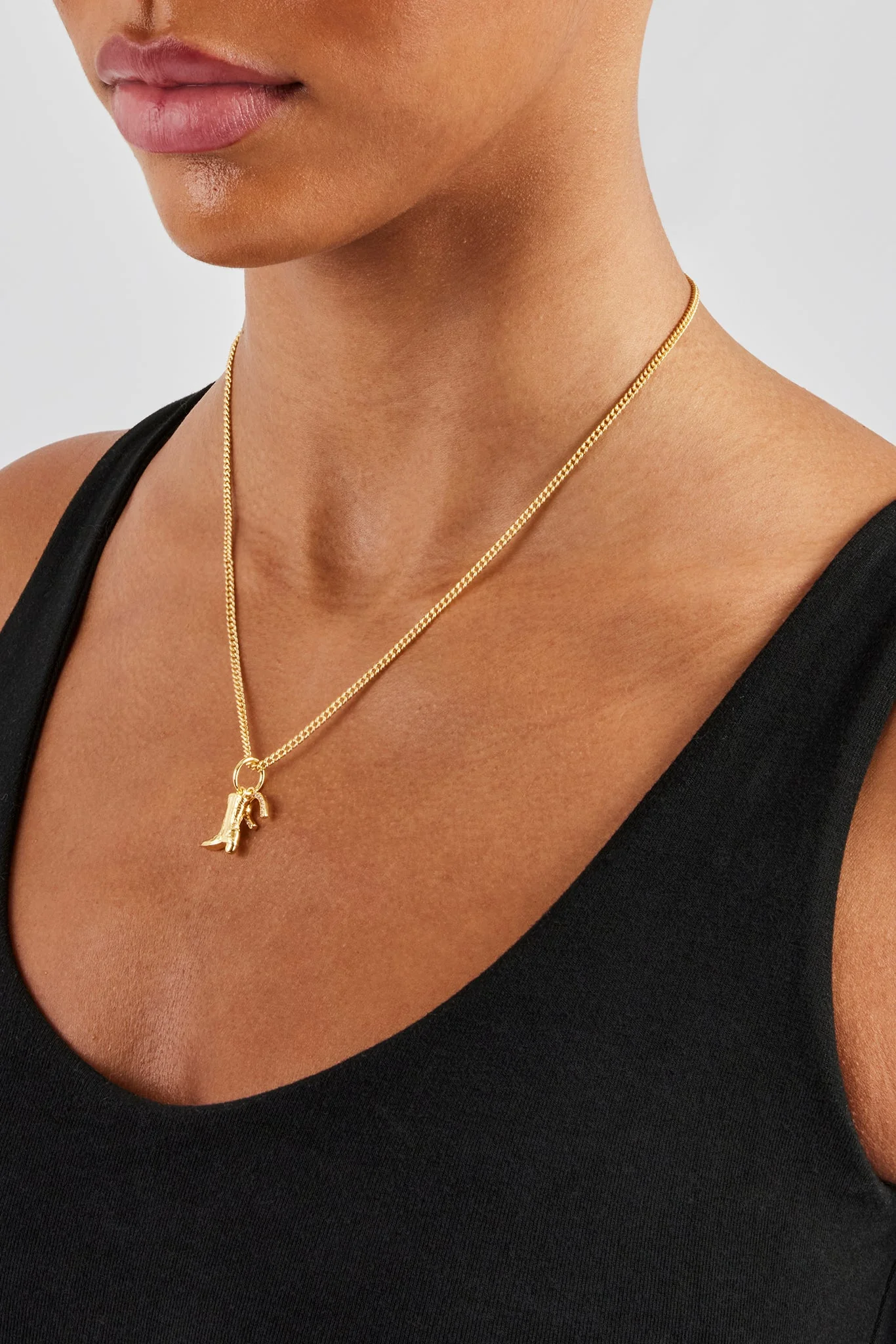 15mm Cowboy Boot and Horseshoe Charm Necklace - Image 3