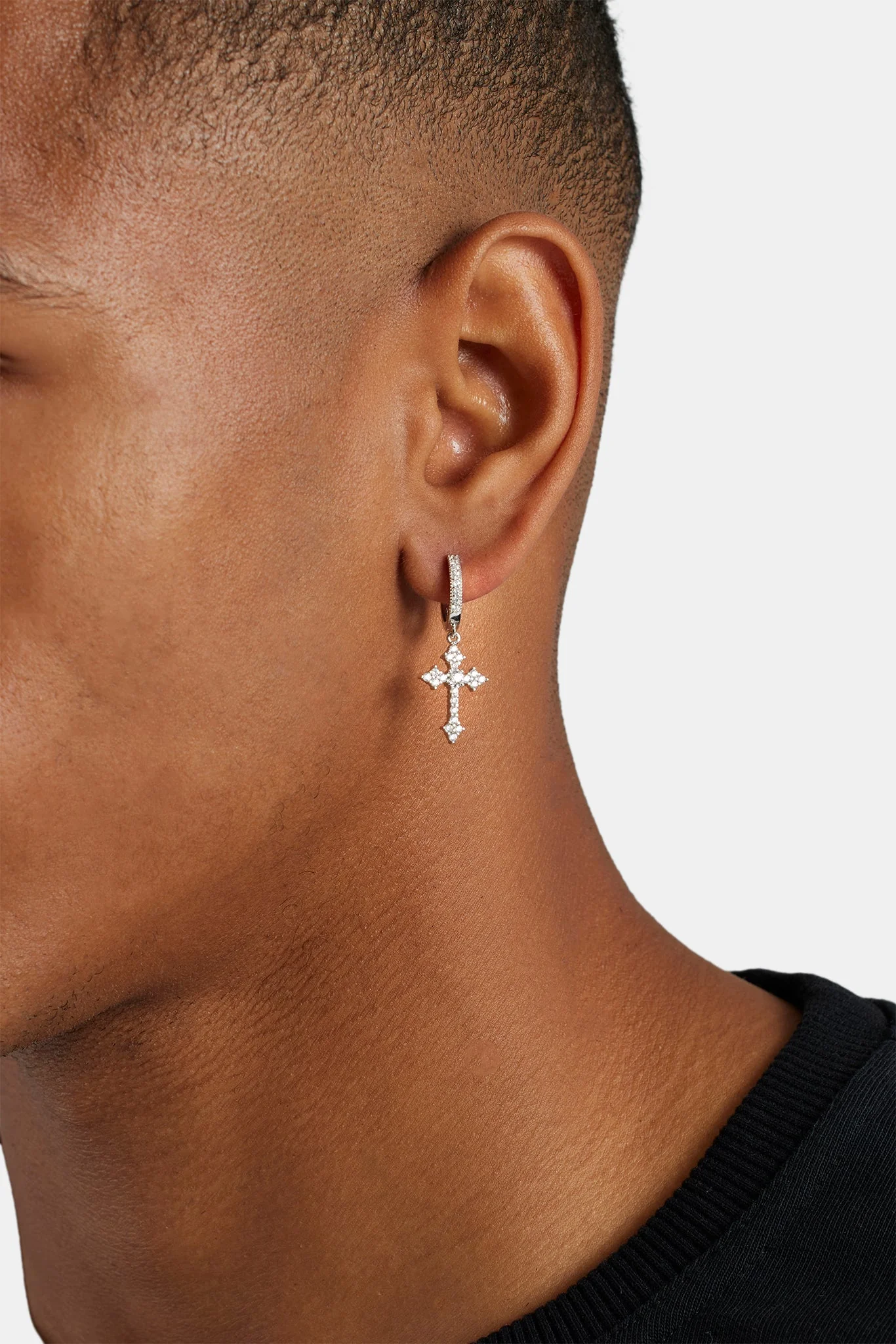 15mm Iced CZ Celtic Cross Drop Earrings - Image 2