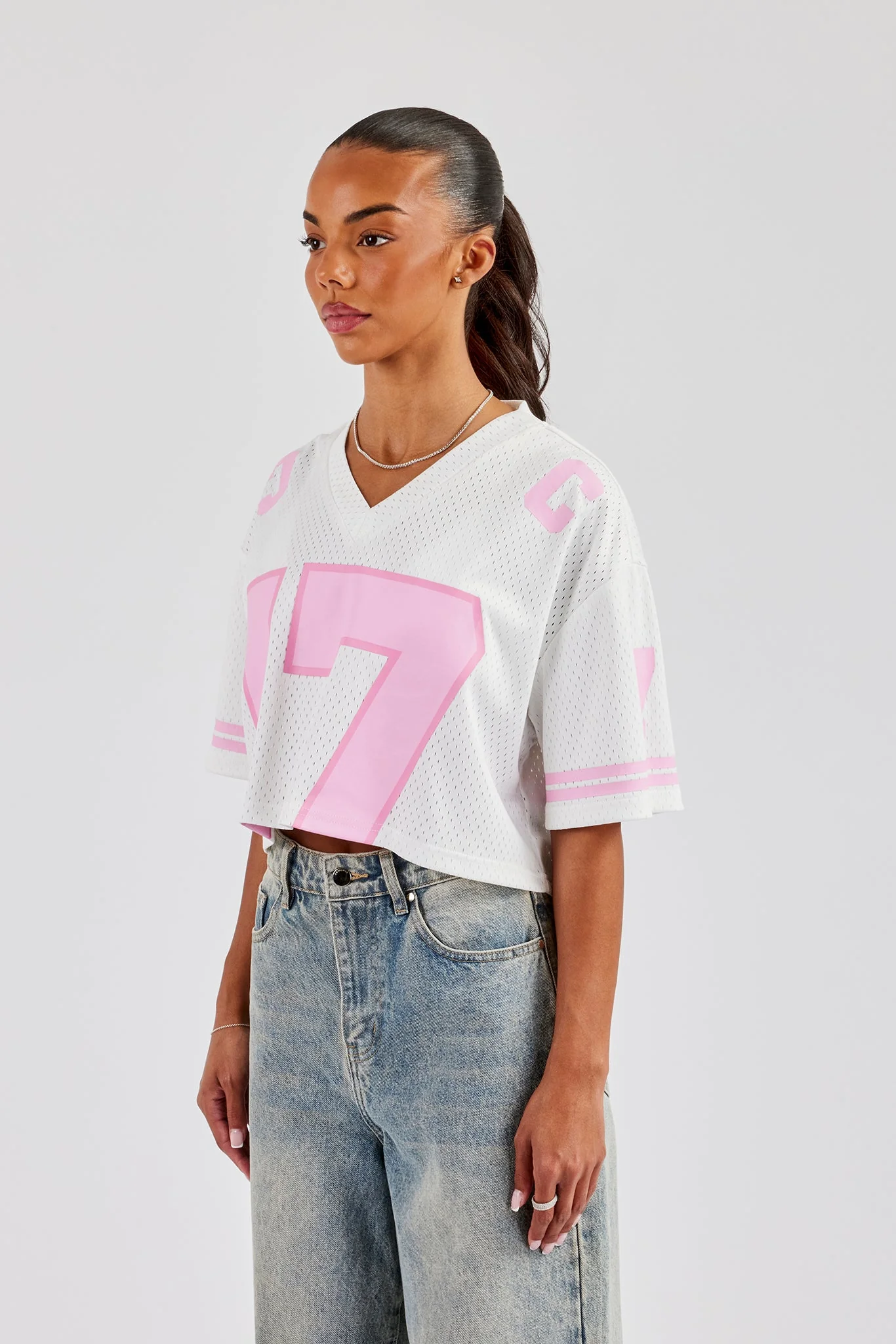 17 Mesh Cropped T-Shirt - White - Image 2
