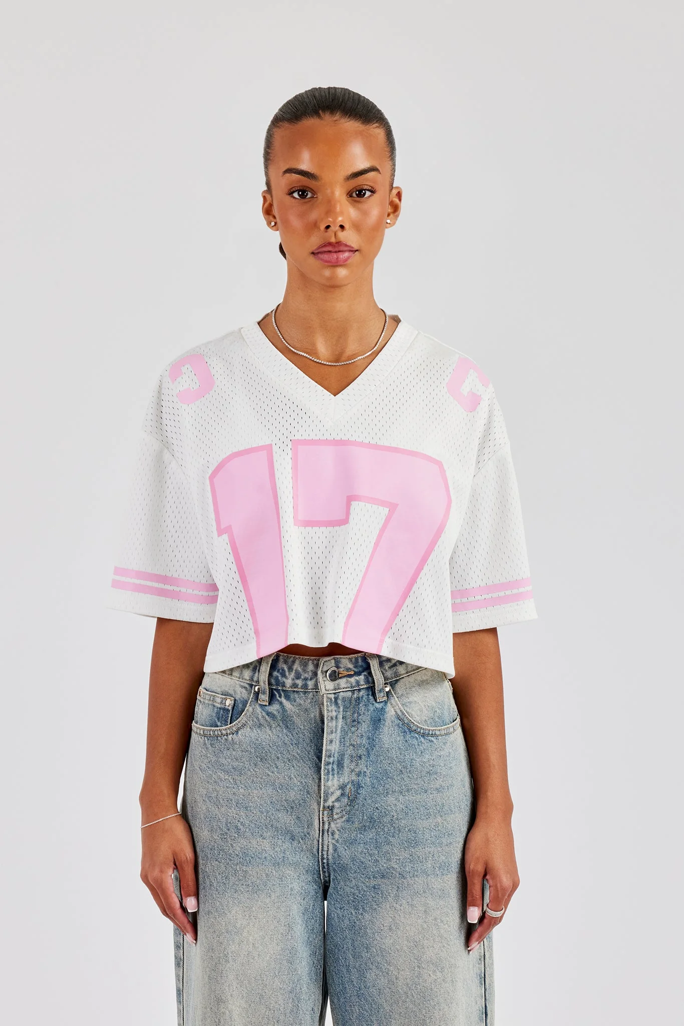 17 Mesh Cropped T-Shirt - White - Image 3