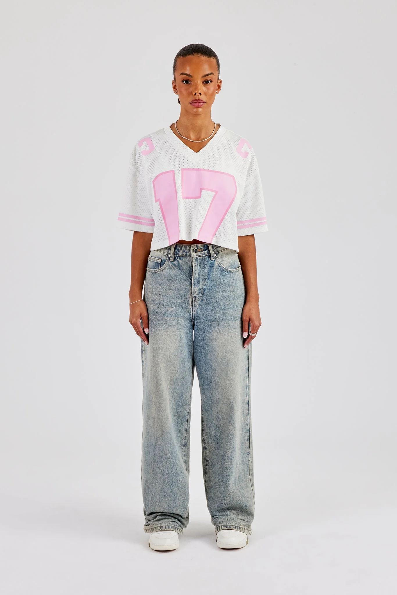 17 Mesh Cropped T-Shirt - White - Image 4
