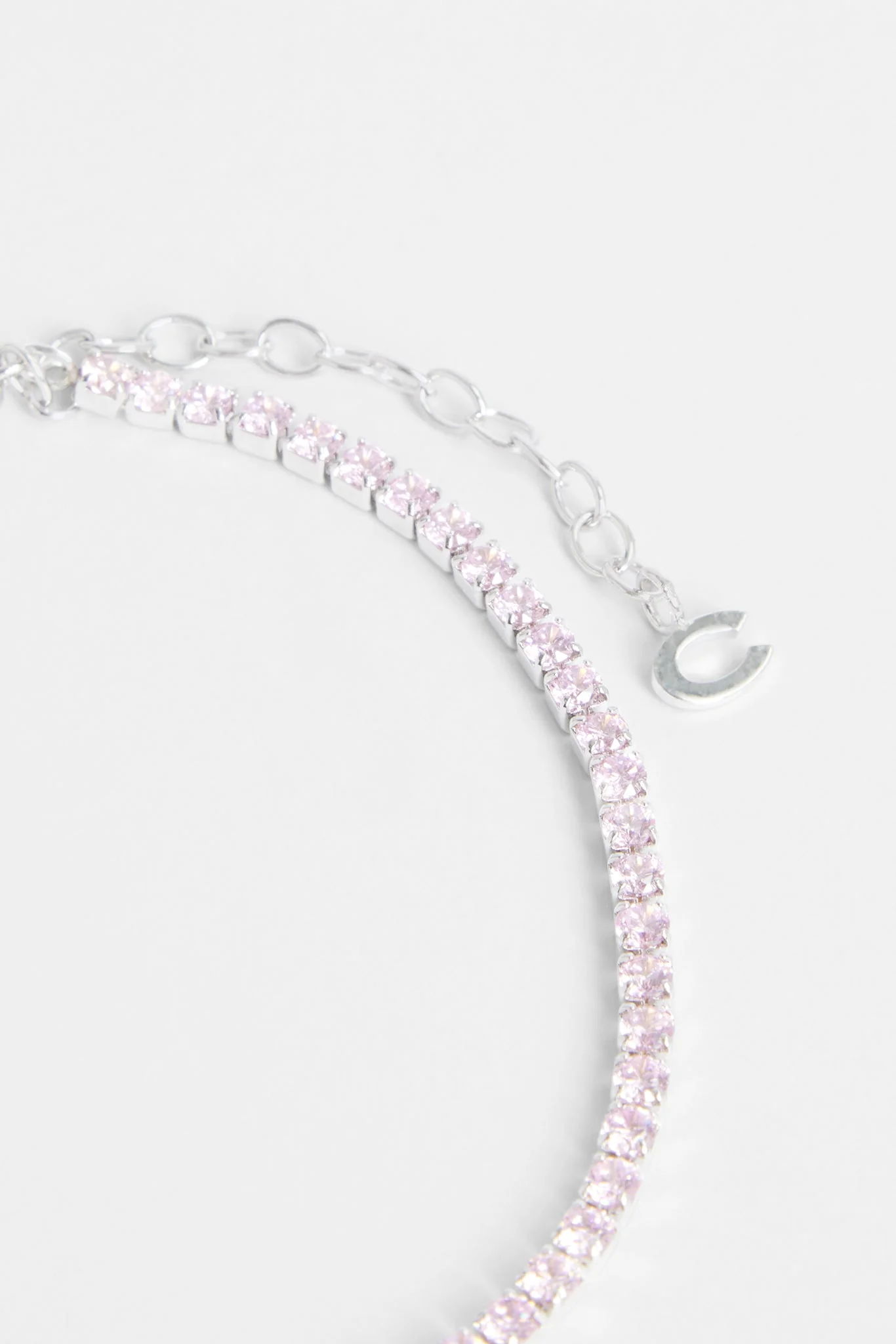 2.5mm Iced Pink CZ Micro Tennis Anklet - Image 4