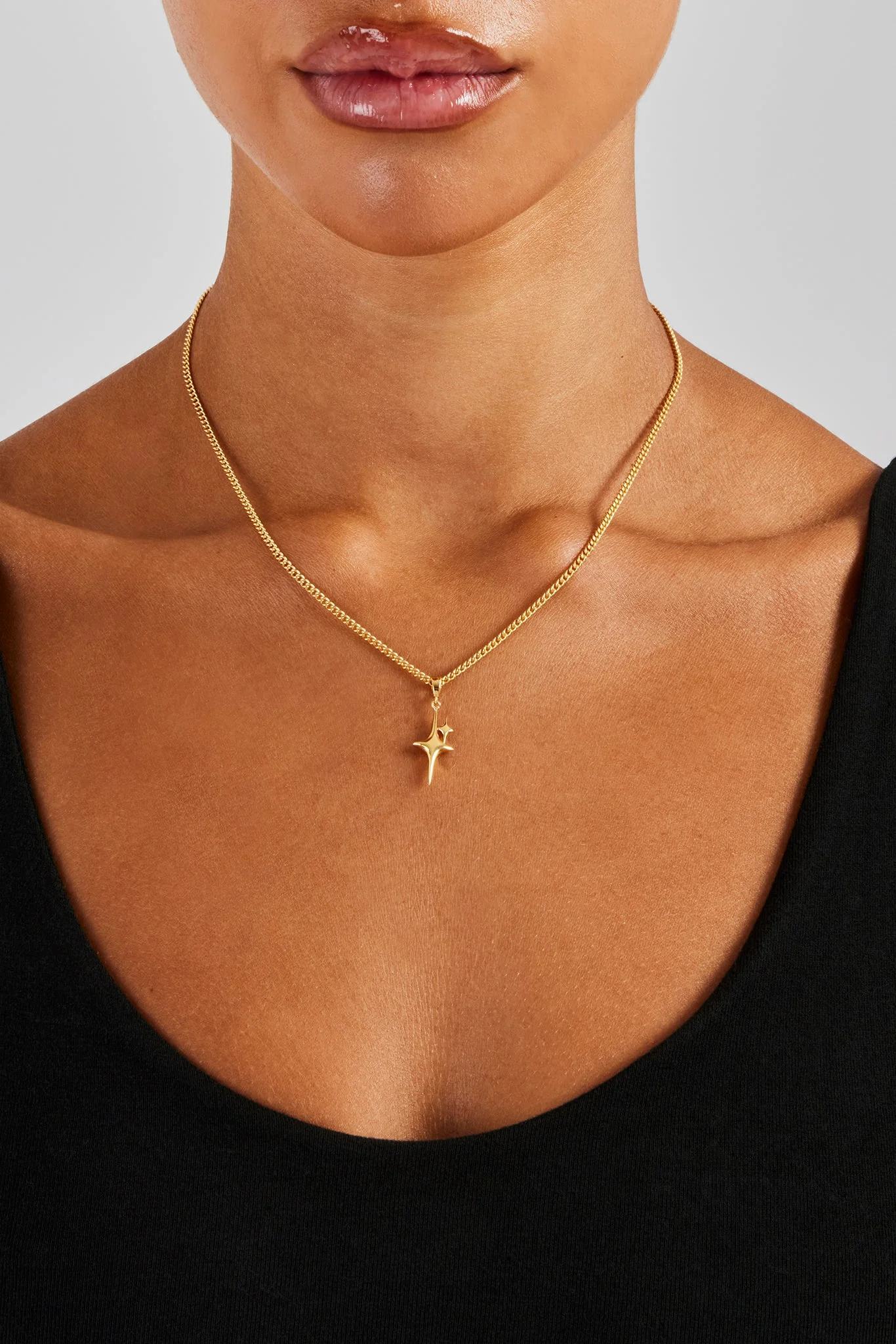 20mm Polished Double Star Necklace - Image 2