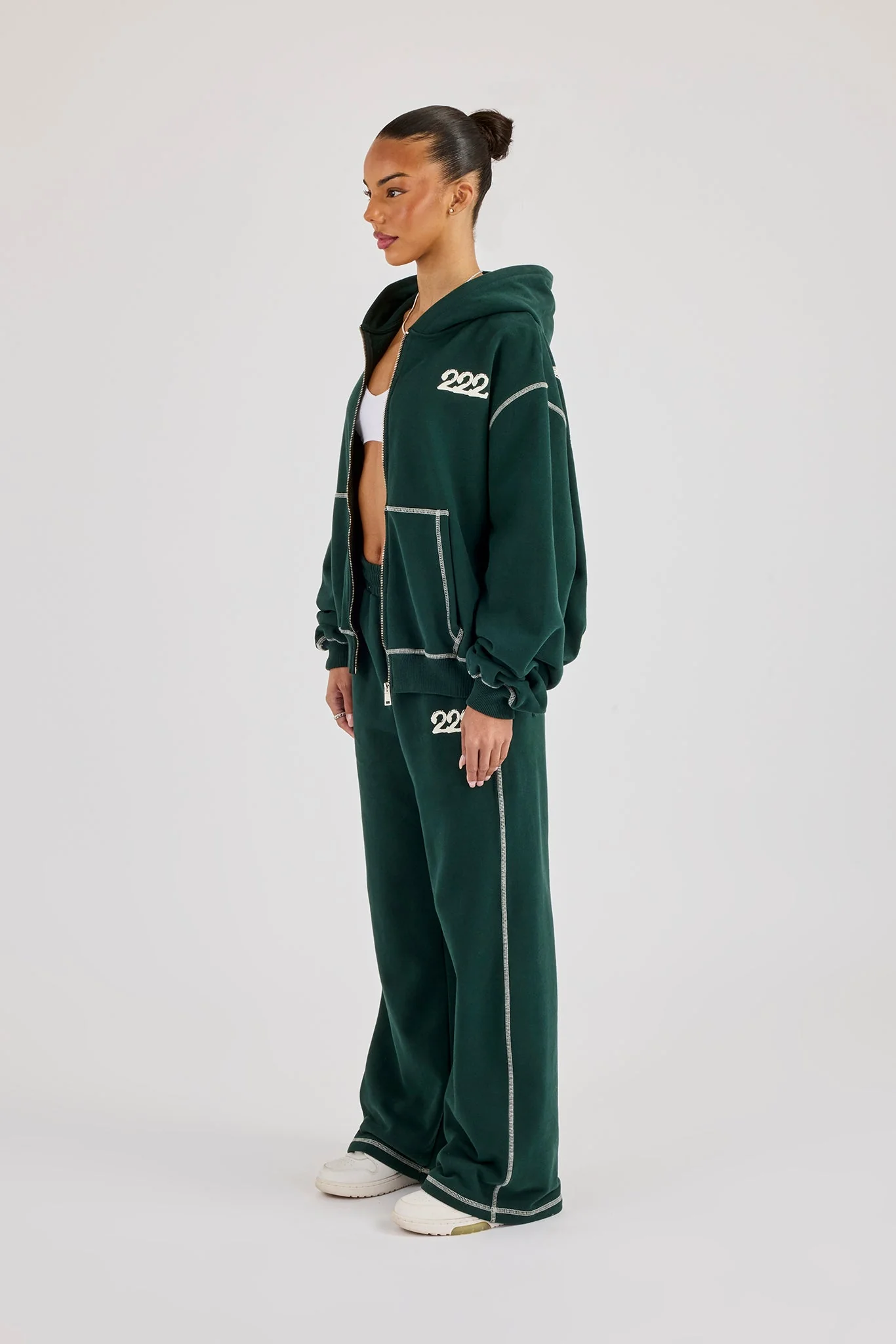 222 Cherub Contrast Stitch Tracksuit - Dark Green - Image 3