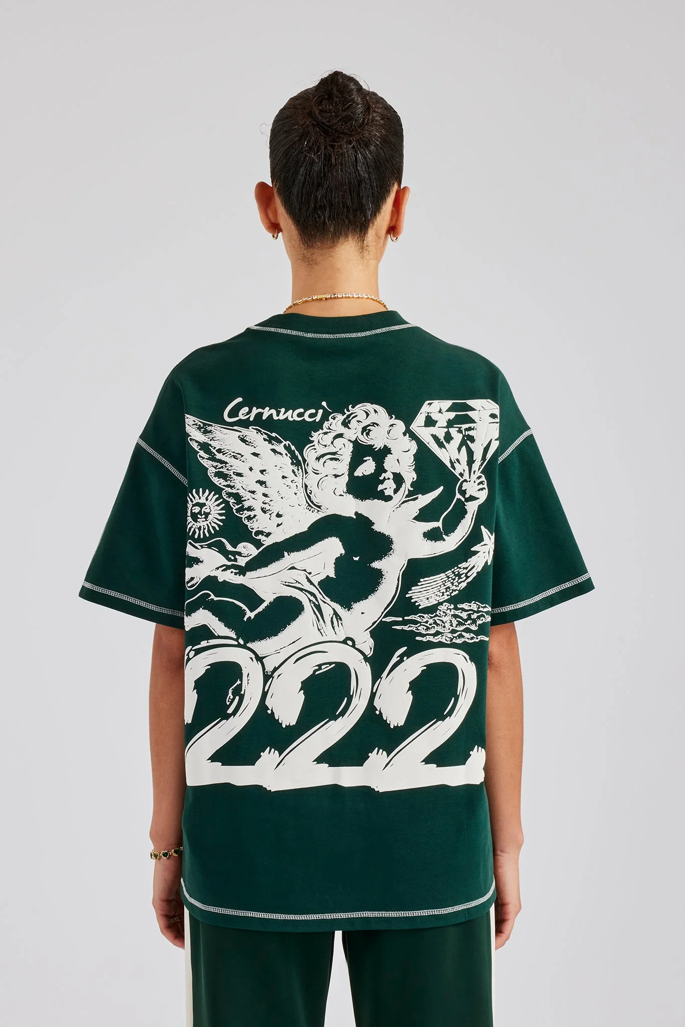 222 Cherub Oversized T-Shirt - Forest Green - Image 2