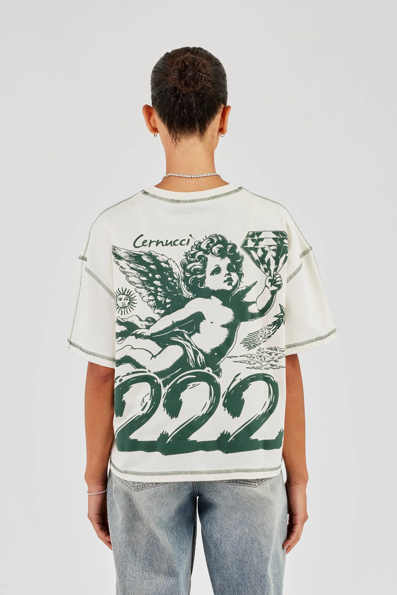 222 Cherub Oversized T-Shirt - Off White - Image 4