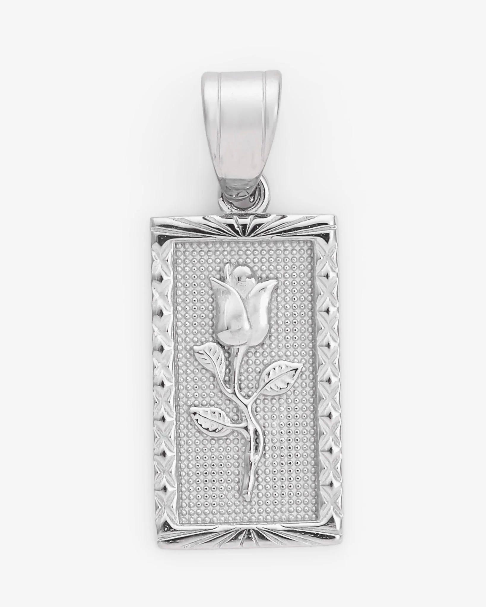 22mm Rose Rectangle Embossed Pendant - Image 2