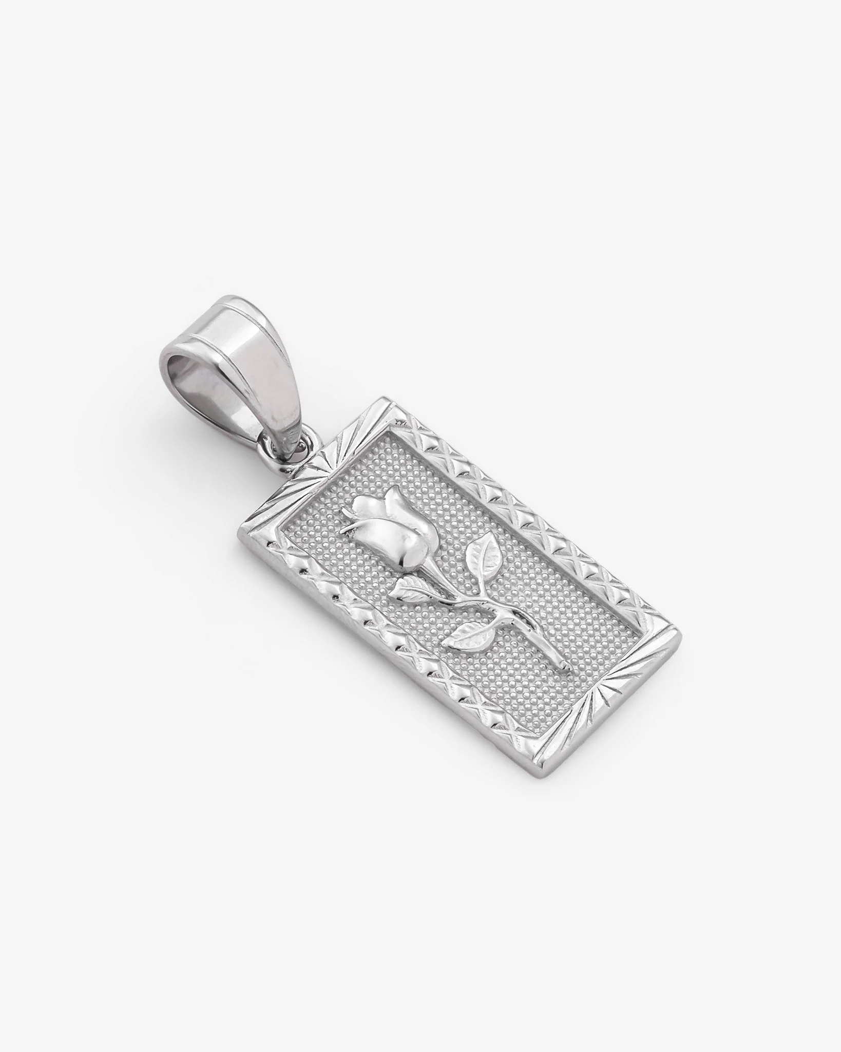 22mm Rose Rectangle Embossed Pendant - Image 3