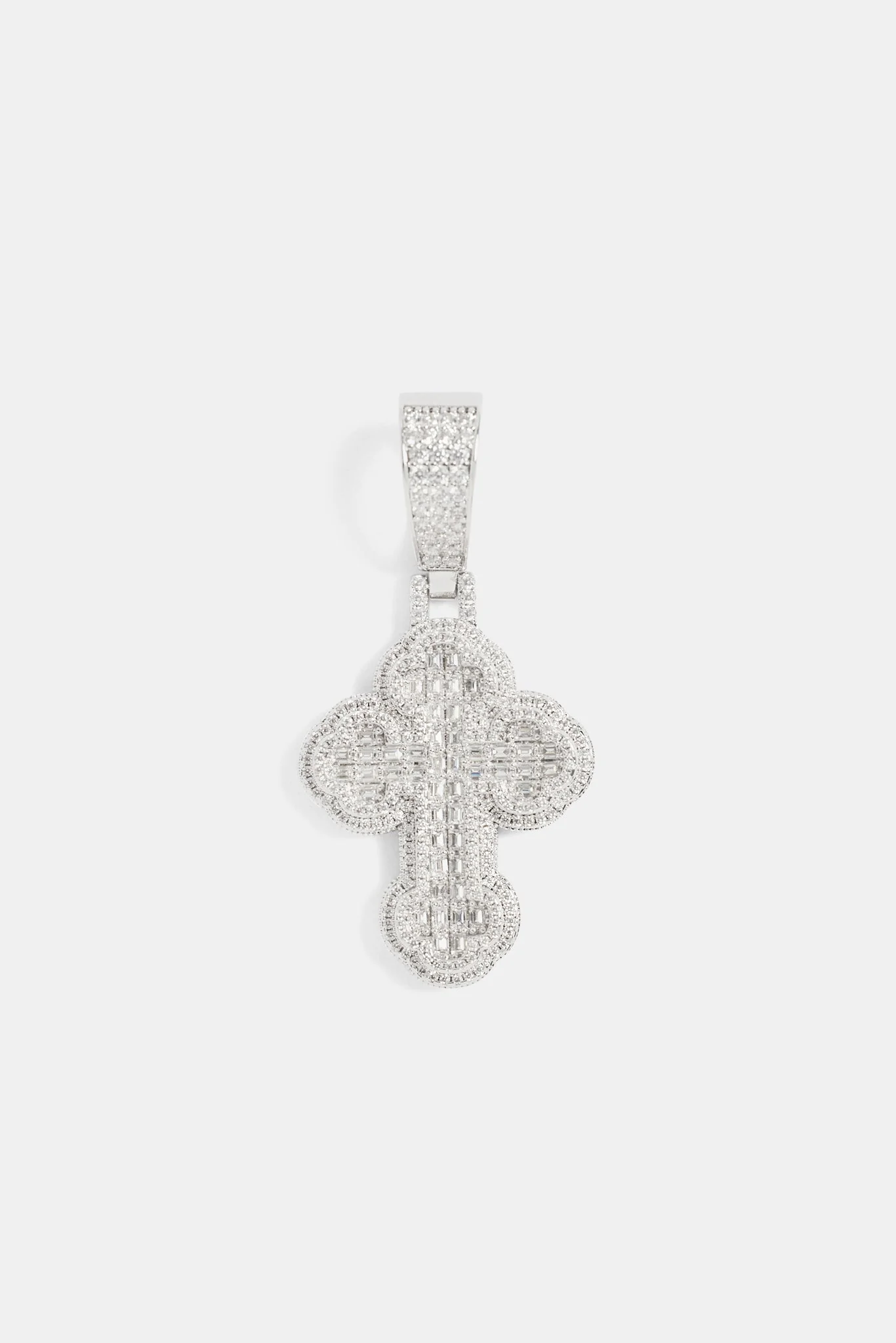 35mm Iced CZ Rounded Cross Pendant - Image 2