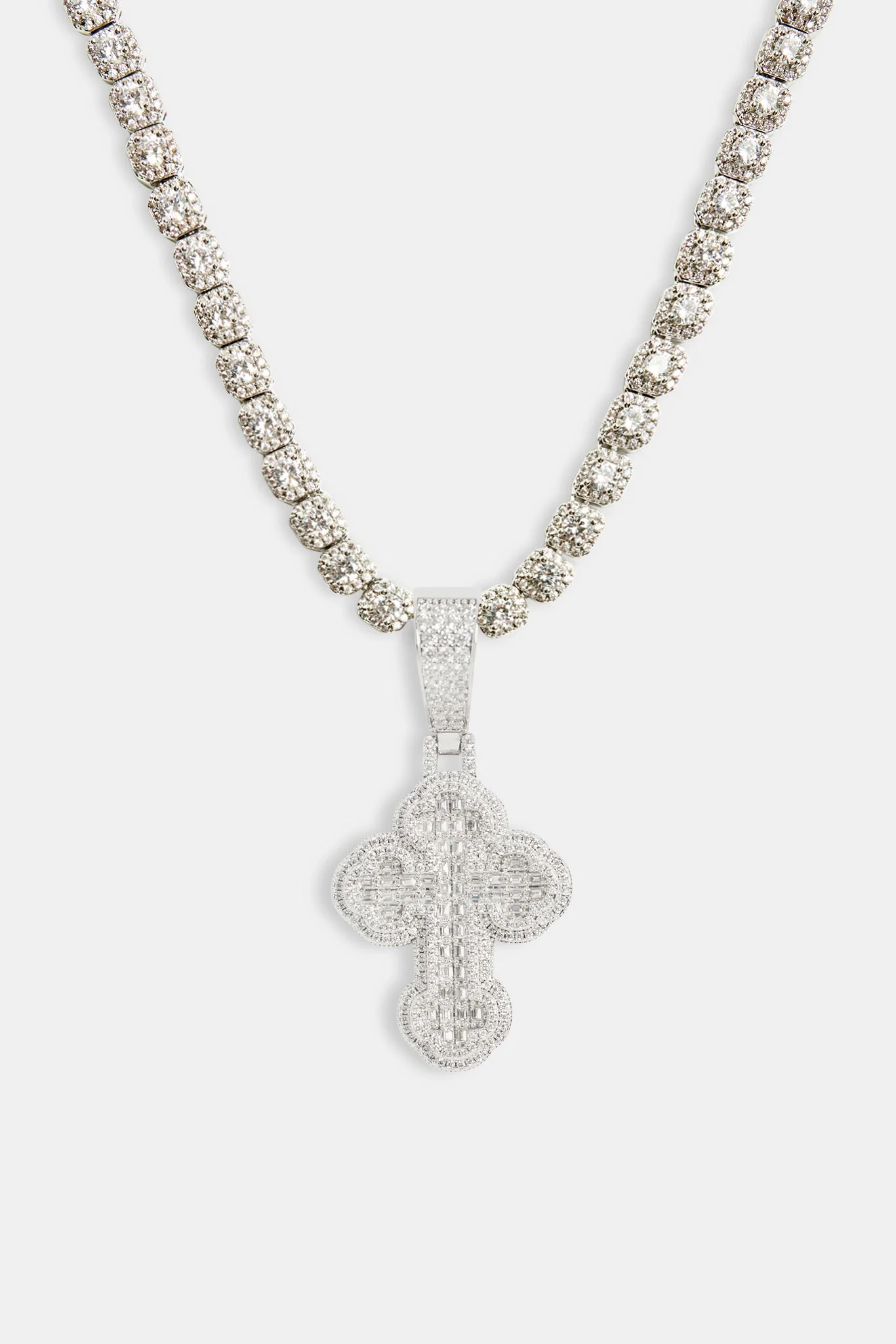 35mm Iced CZ Rounded Cross Pendant - Image 4