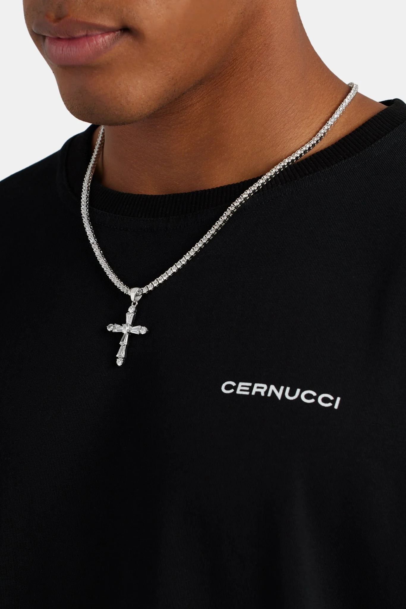 35mm Mixed Shape CZ Cross Pendant - Image 3