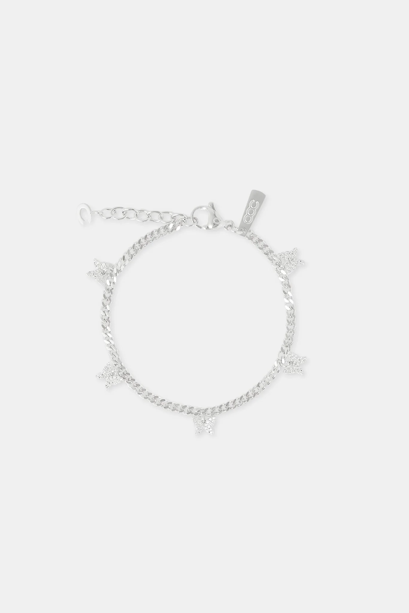 3mm Butterfly Drop Cuban Bracelet - White - Image 2