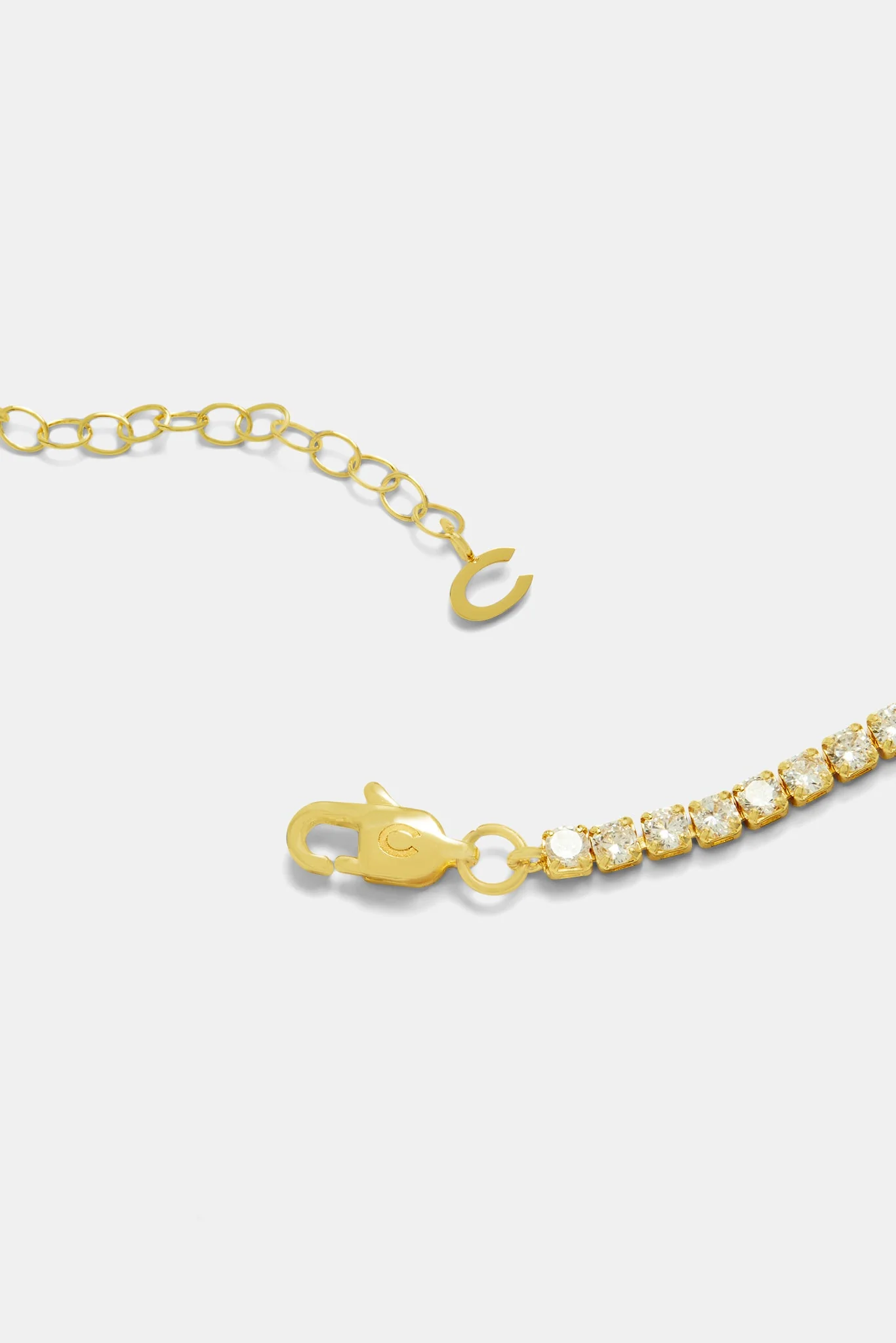3mm Gold Plated Iced CZ Black Enamel Heart Tennis Chain - Image 3