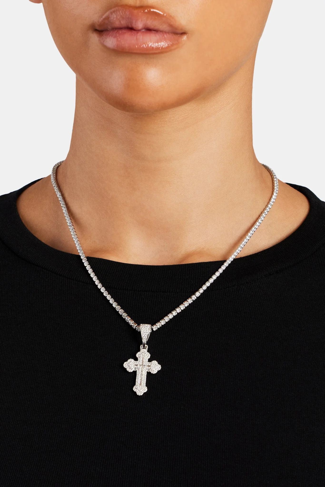 40mm Micro Iced CZ Pave Cross Pendant - Image 2