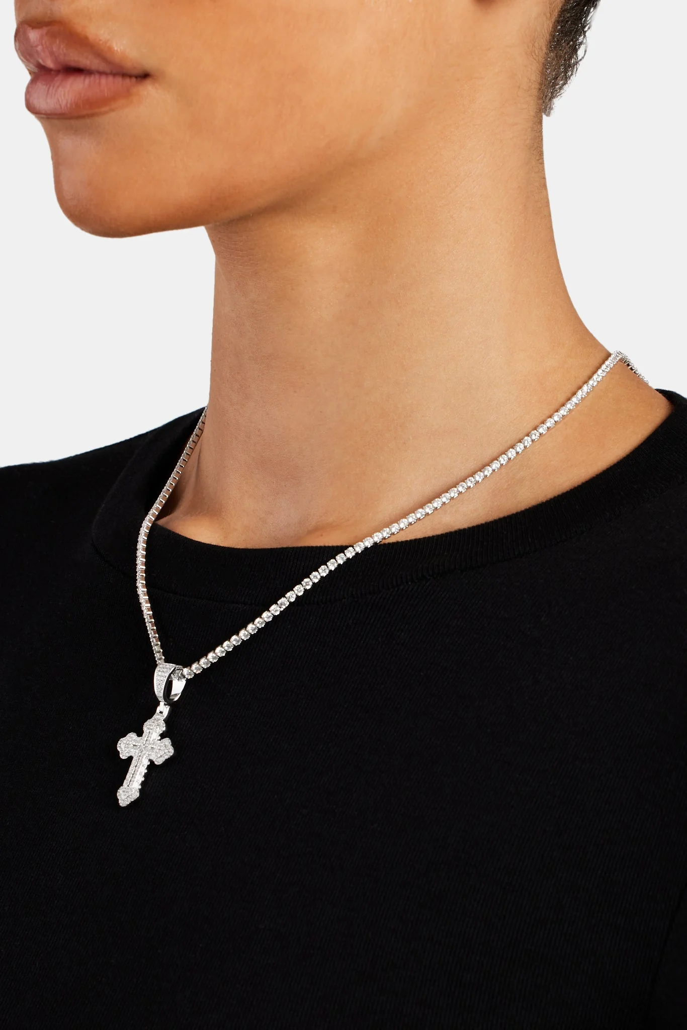 40mm Micro Iced CZ Pave Cross Pendant - Image 3