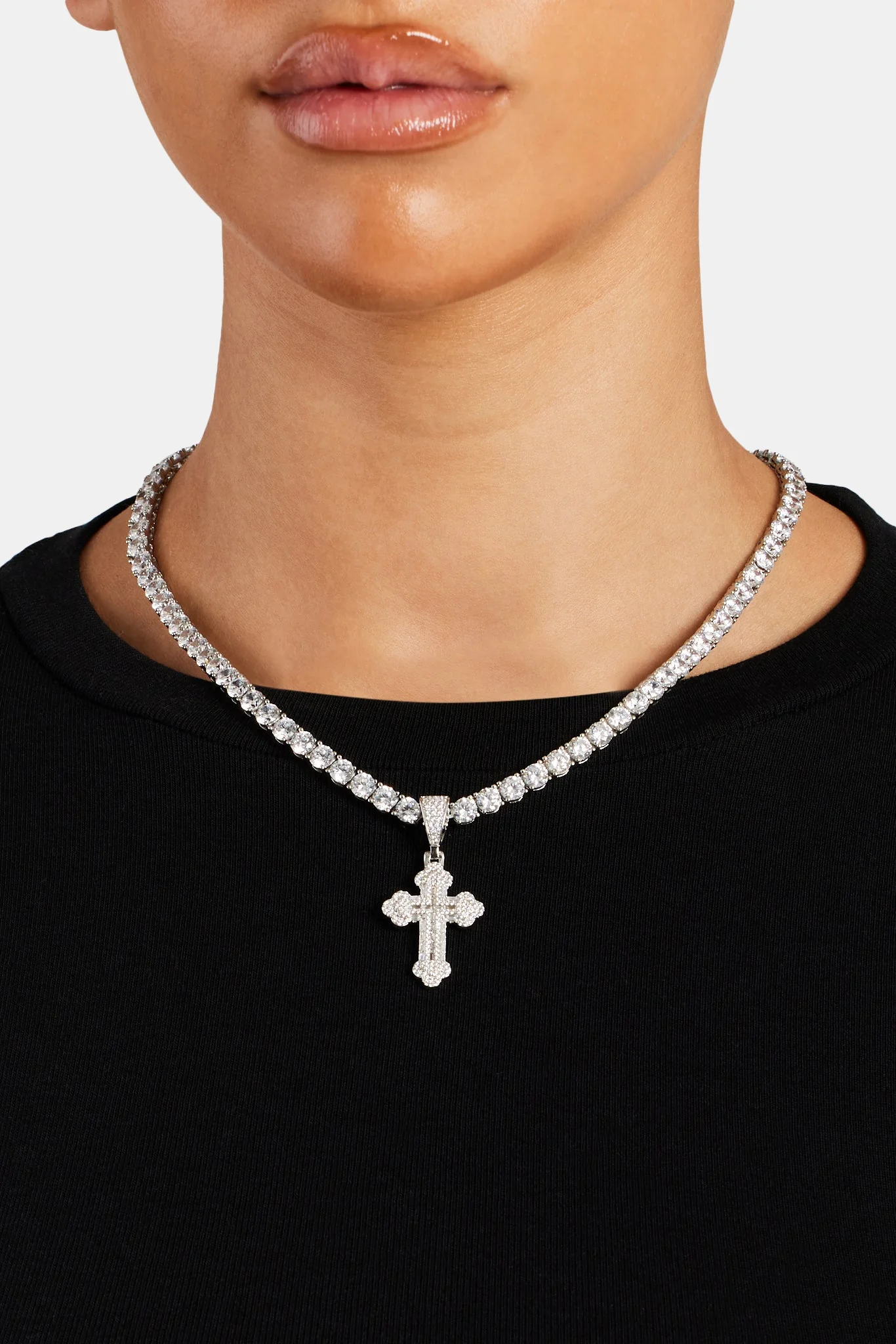 40mm Micro Iced CZ Pave Cross Pendant - Image 4